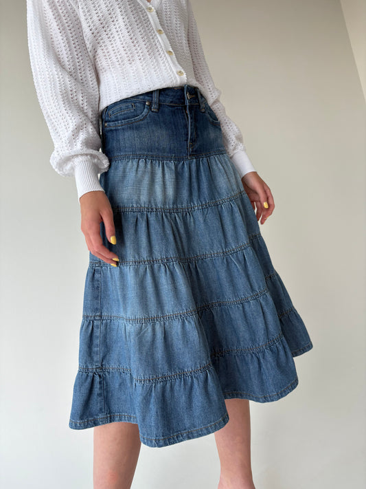 Fustă vintage din jeans in croi super amplu