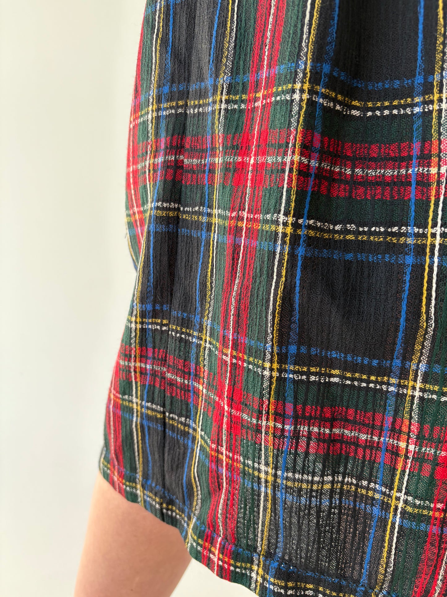 Fustă extrem de amplă din Tartan extrafin de lana cu buzunare