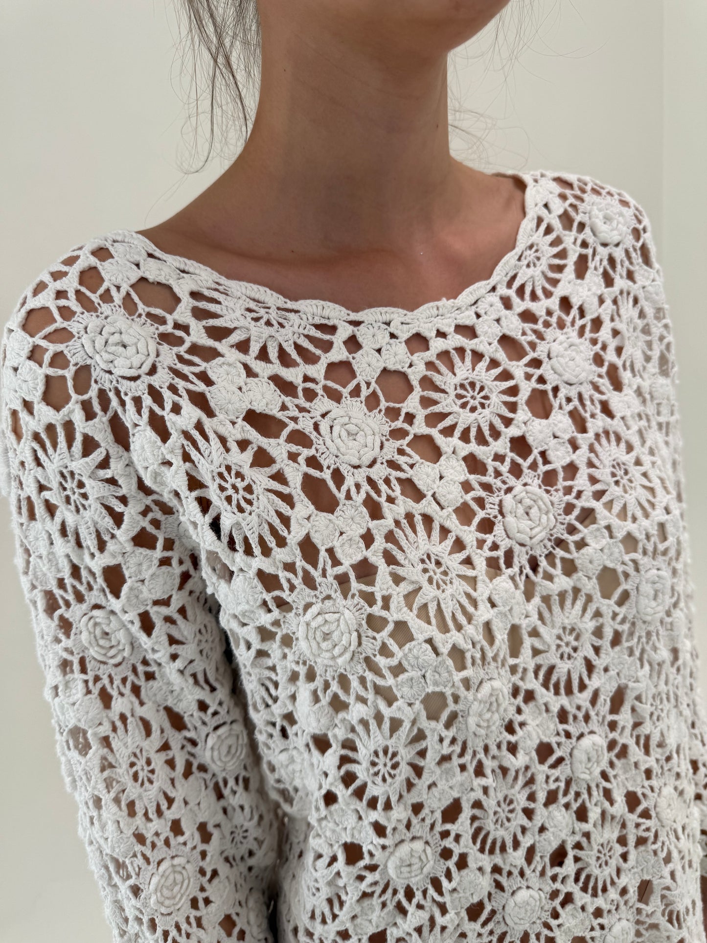 Soft knit macrame de vară din bumbac excepțional în croi lejer