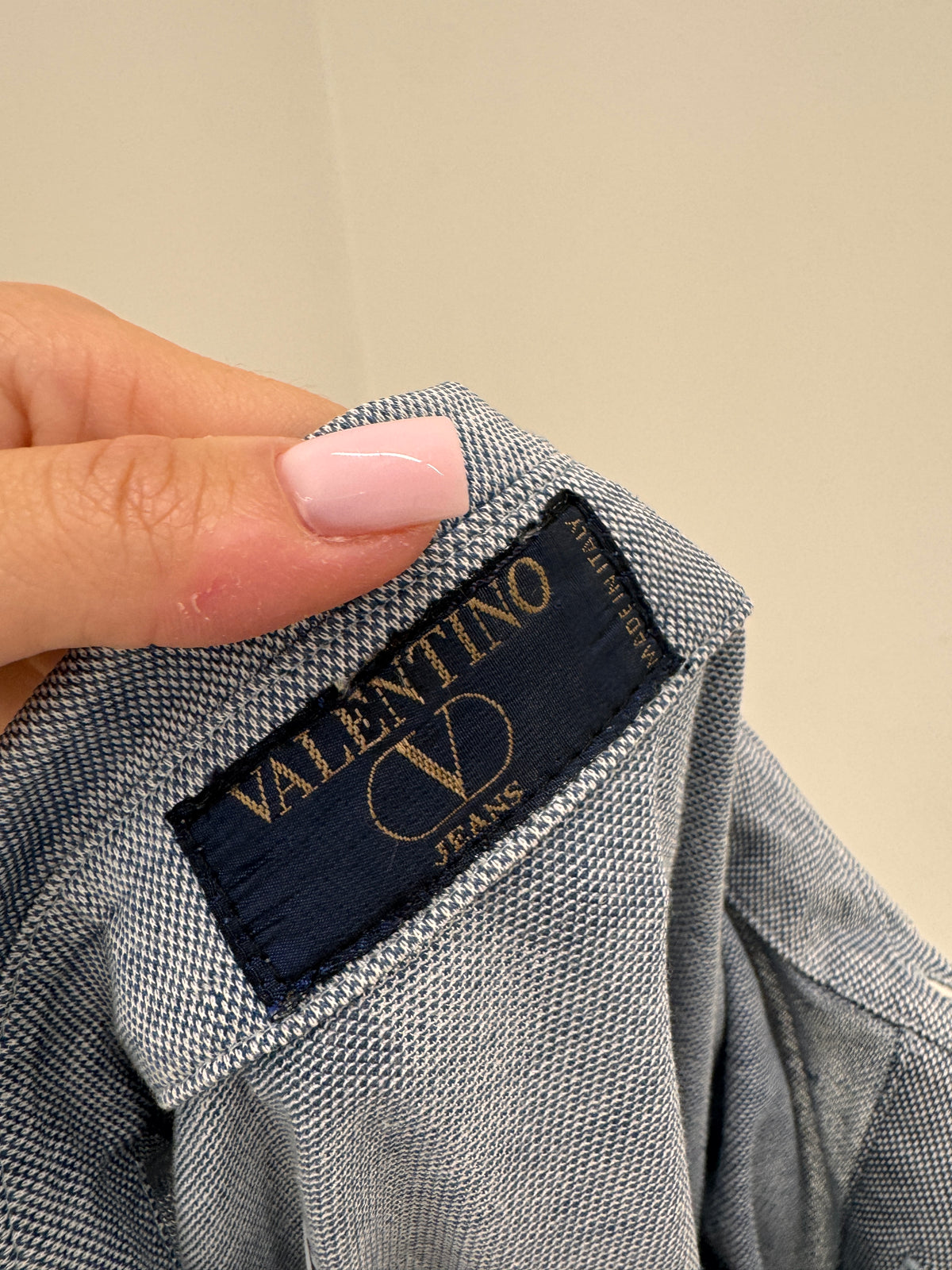 Tricou Valentino polo jeans blue din bumvca excepțional pique