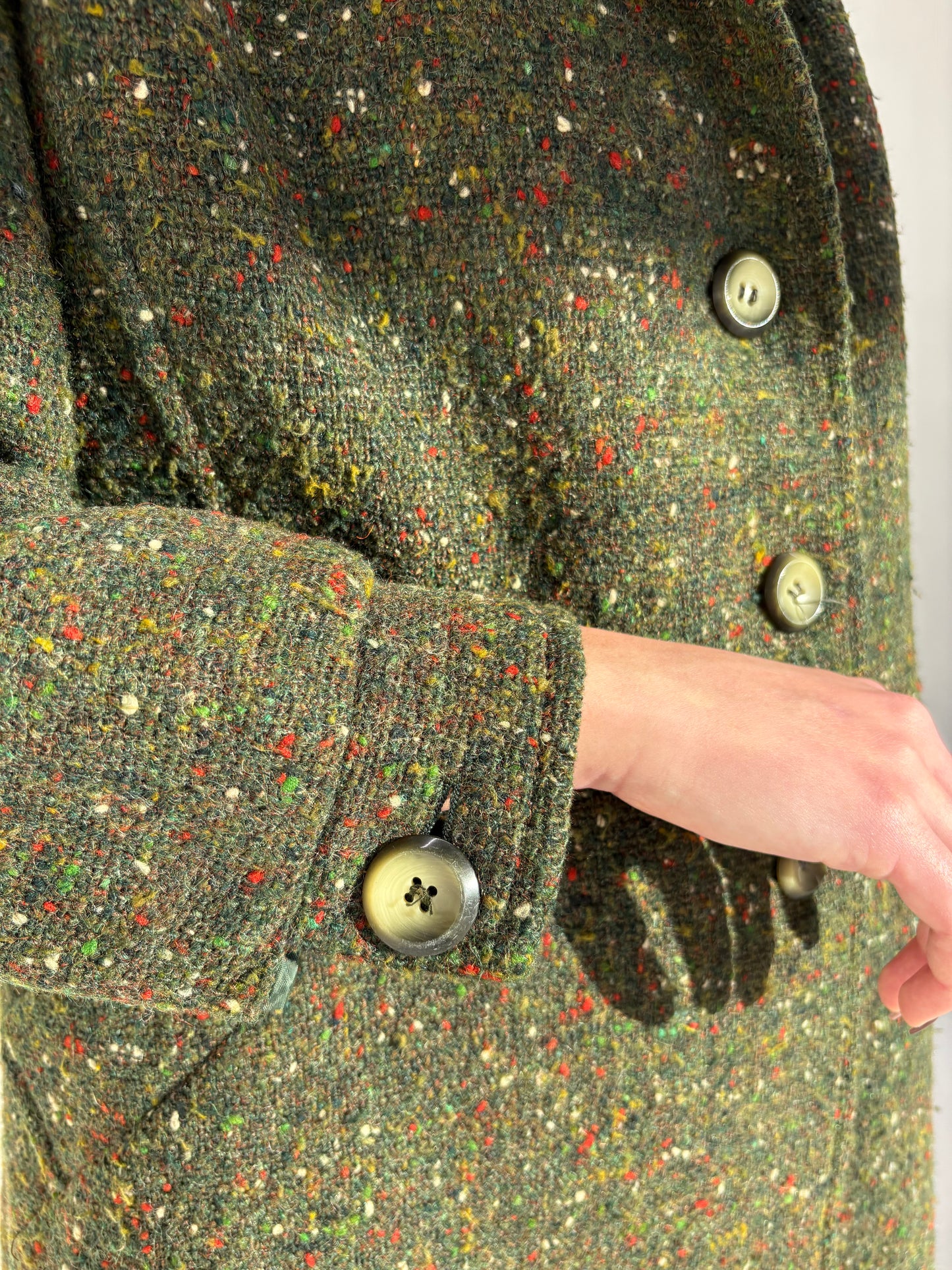 Palton old vintage anii 60 de colecție din tweed Donegal de lana pina în culori superbe