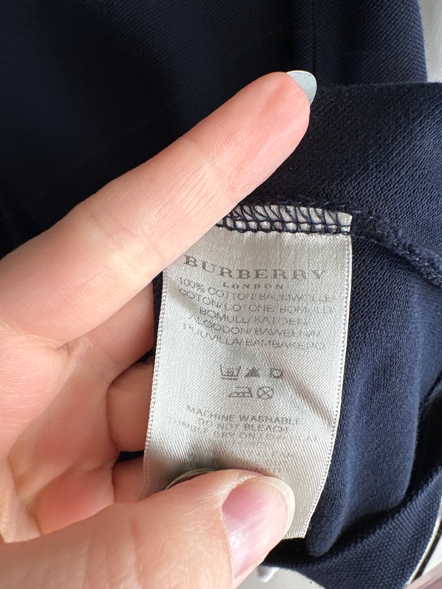 Top polo Burberry din bumbac pique excepțional specific anii 2000 Navy blue