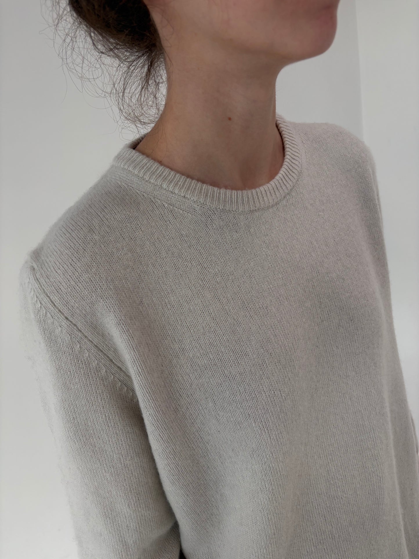 Pulover italian off white din cașmir multiply de gramaj mare