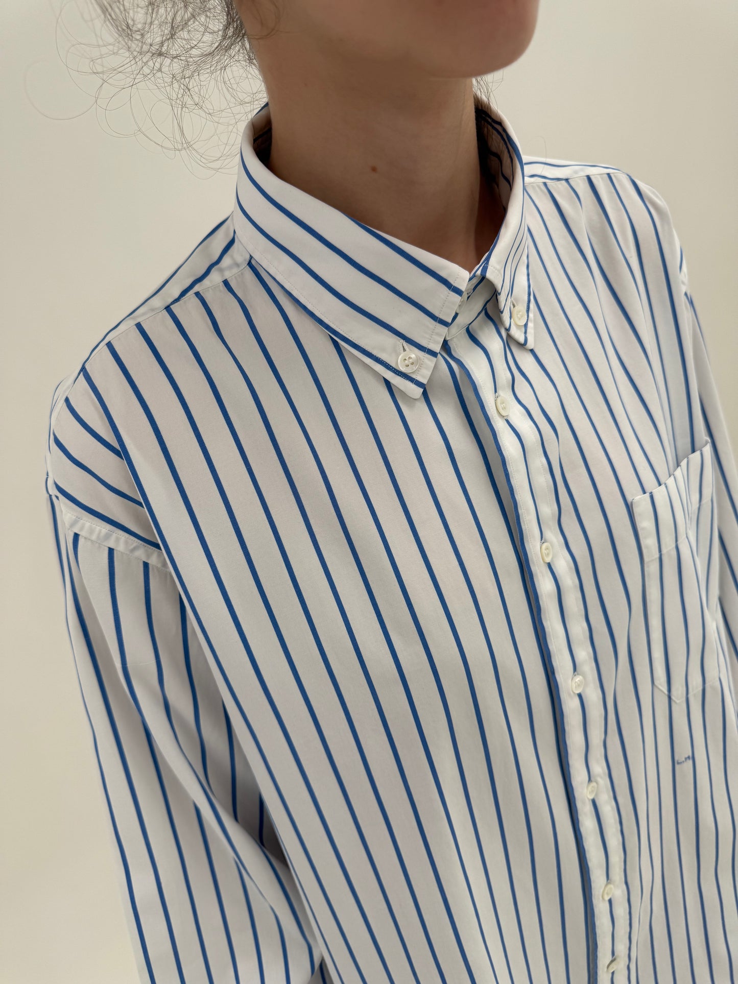Cămașa high end italiană din bumbac egiptean cu dungi albastre
