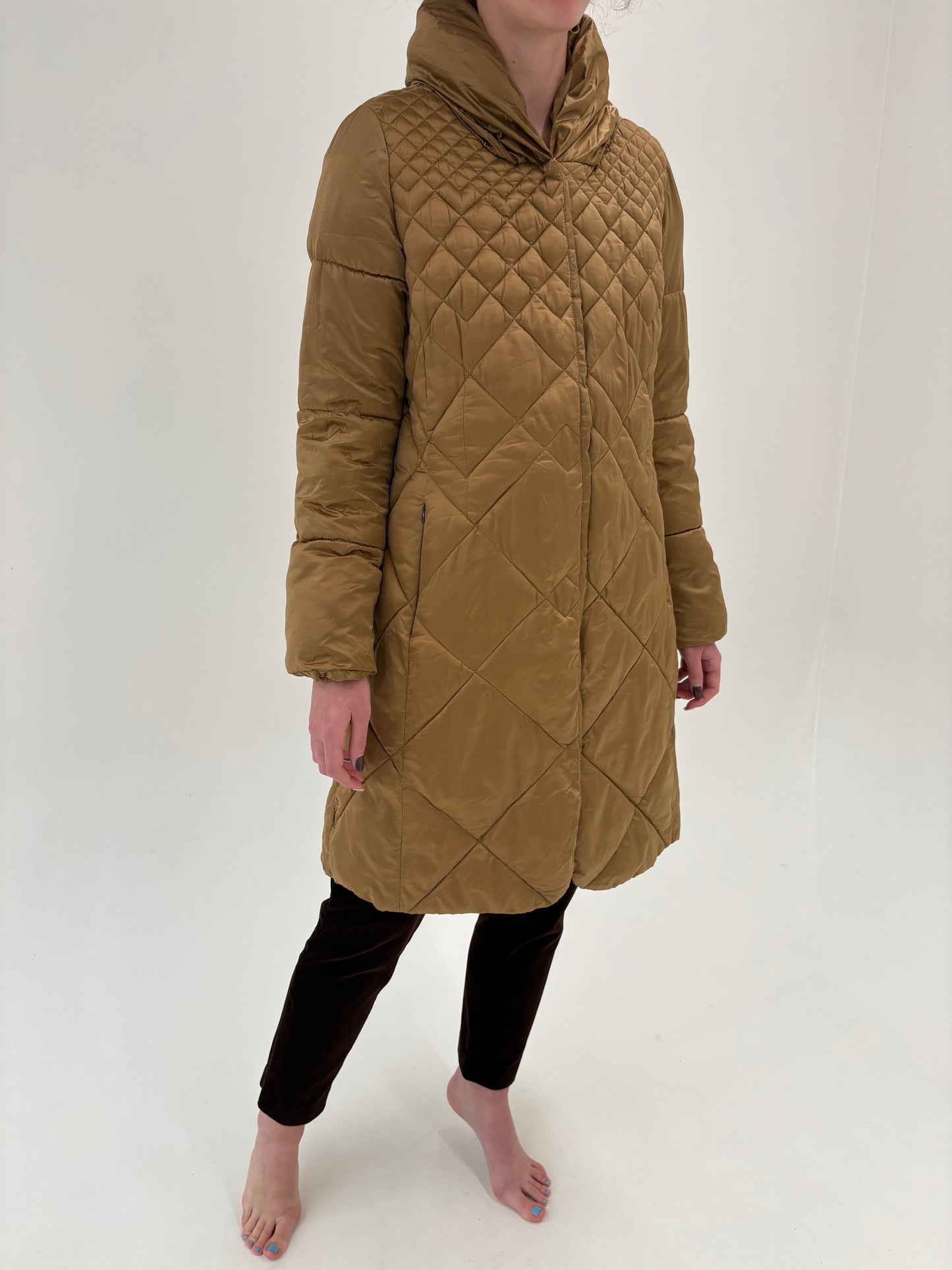 Geacă business lungă camel italiana la matlasata groasă