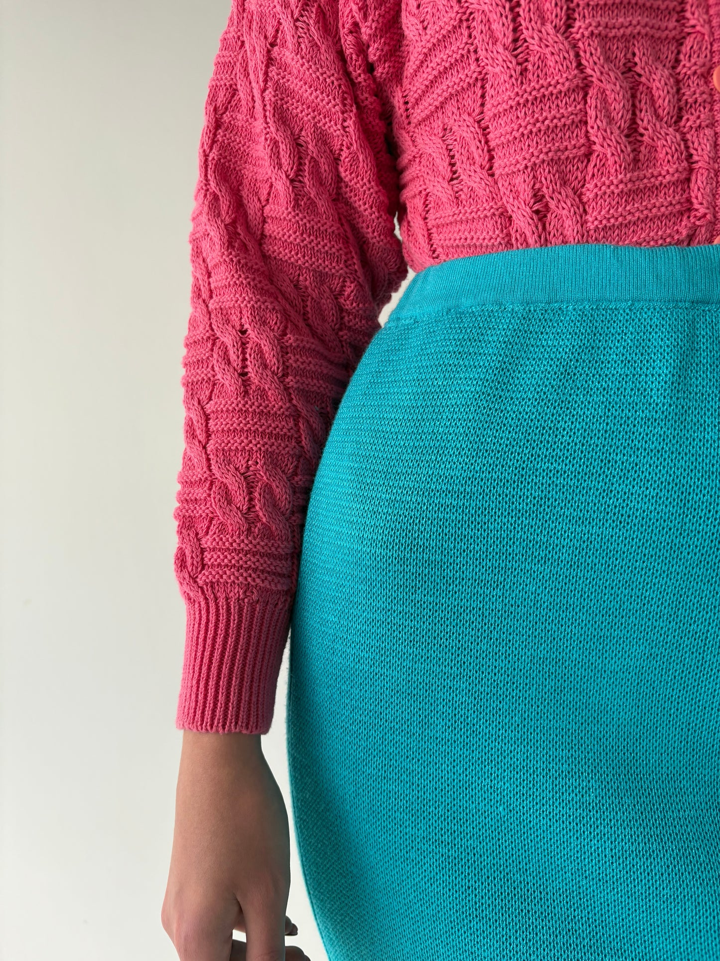 Fustă conică cu talie ultra înaltă din jerse din mix de lana extrafina