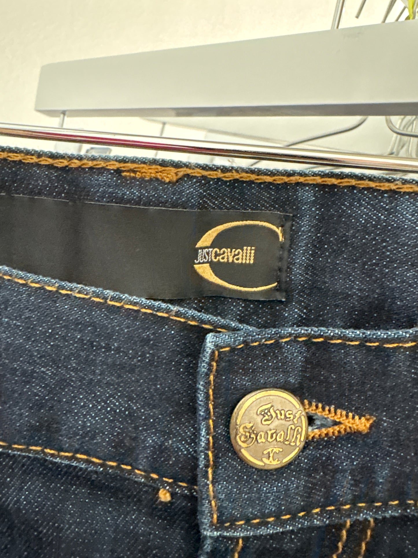 Jeans talk dark wash Roberto Cavalli classic fit ușor modelatori