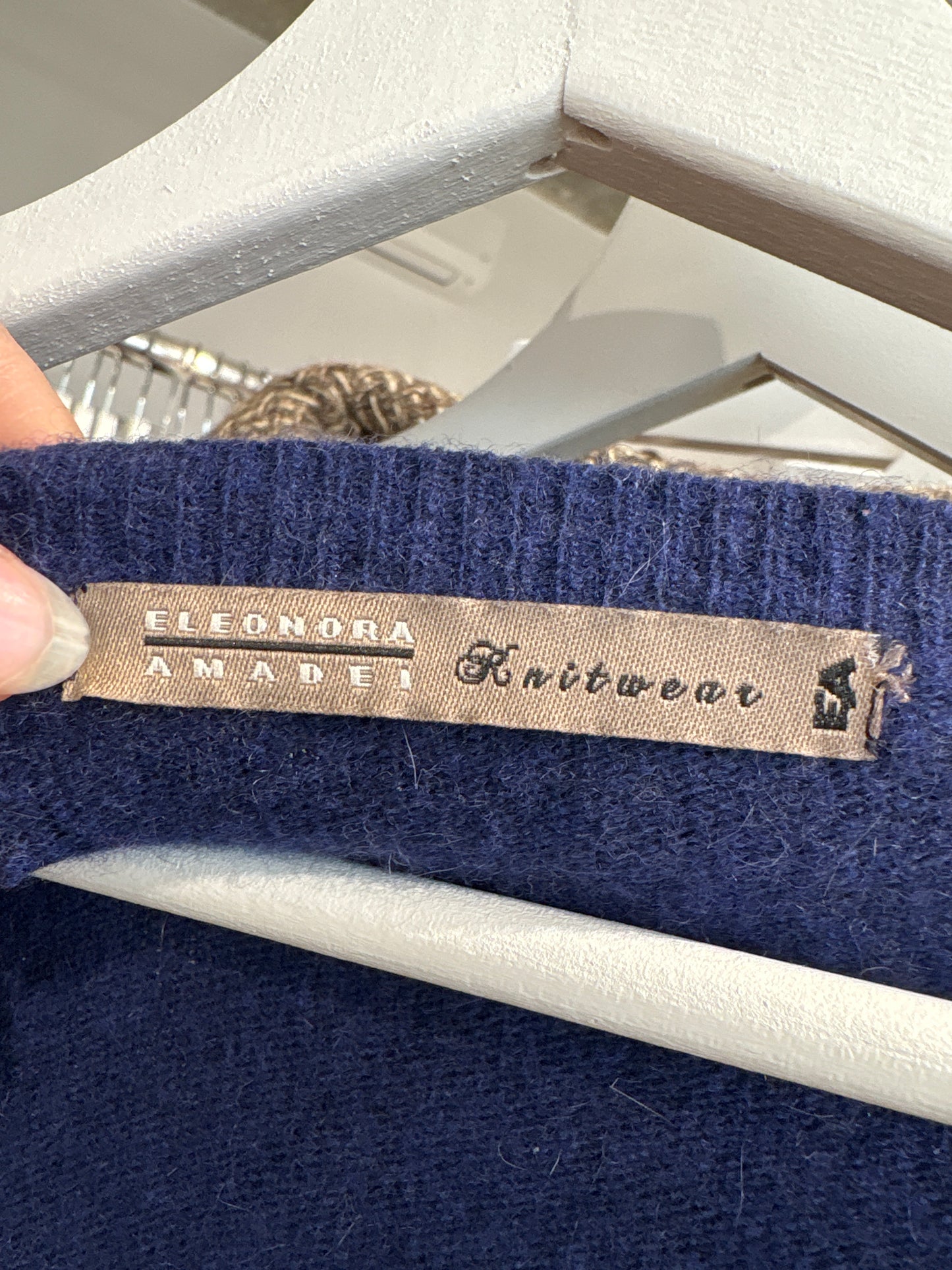 Cardigan albastru cerneală din lana extrafina de gramaj mare