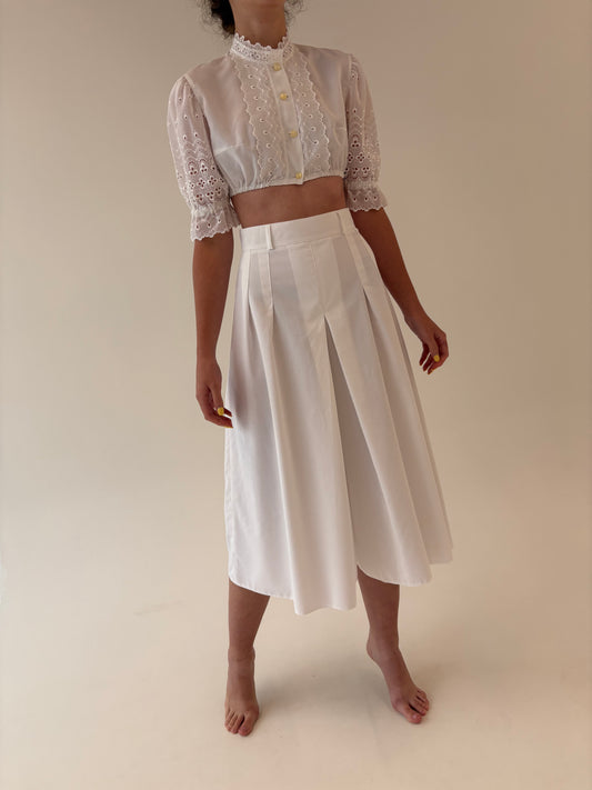Culottes din poplin de bumbac cu talie ultra înaltă marcată