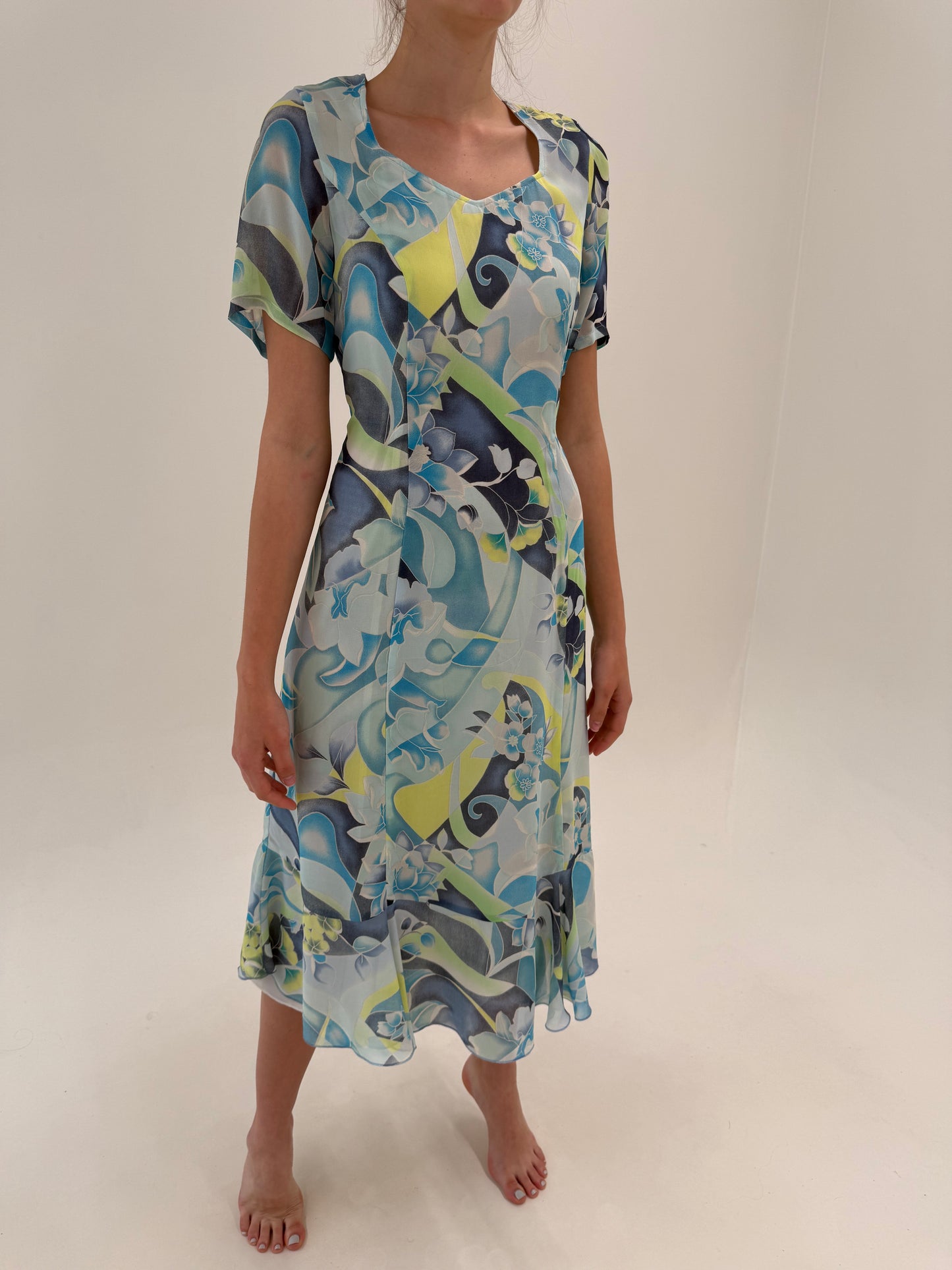 Rochie maxi în croi A-line cu print nouă cu etichetă