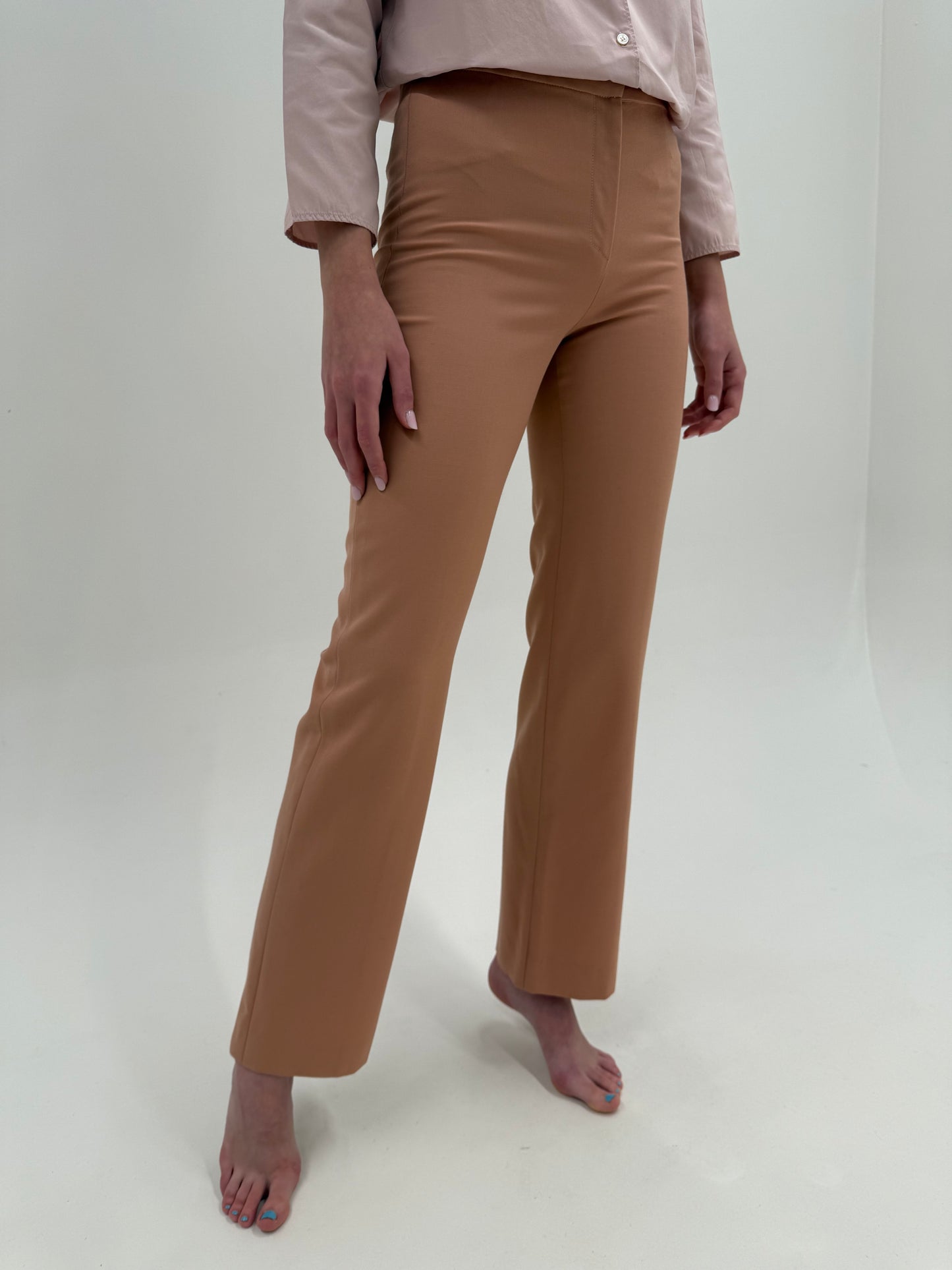 Pantaloni vintage Versace nude pink din stofă de lana extrafina