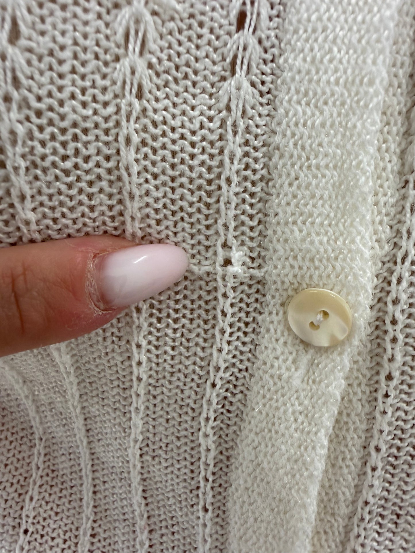Cardigan vintage cambrat de vară din jerse natural dantelat cu mânecă amplă fluture