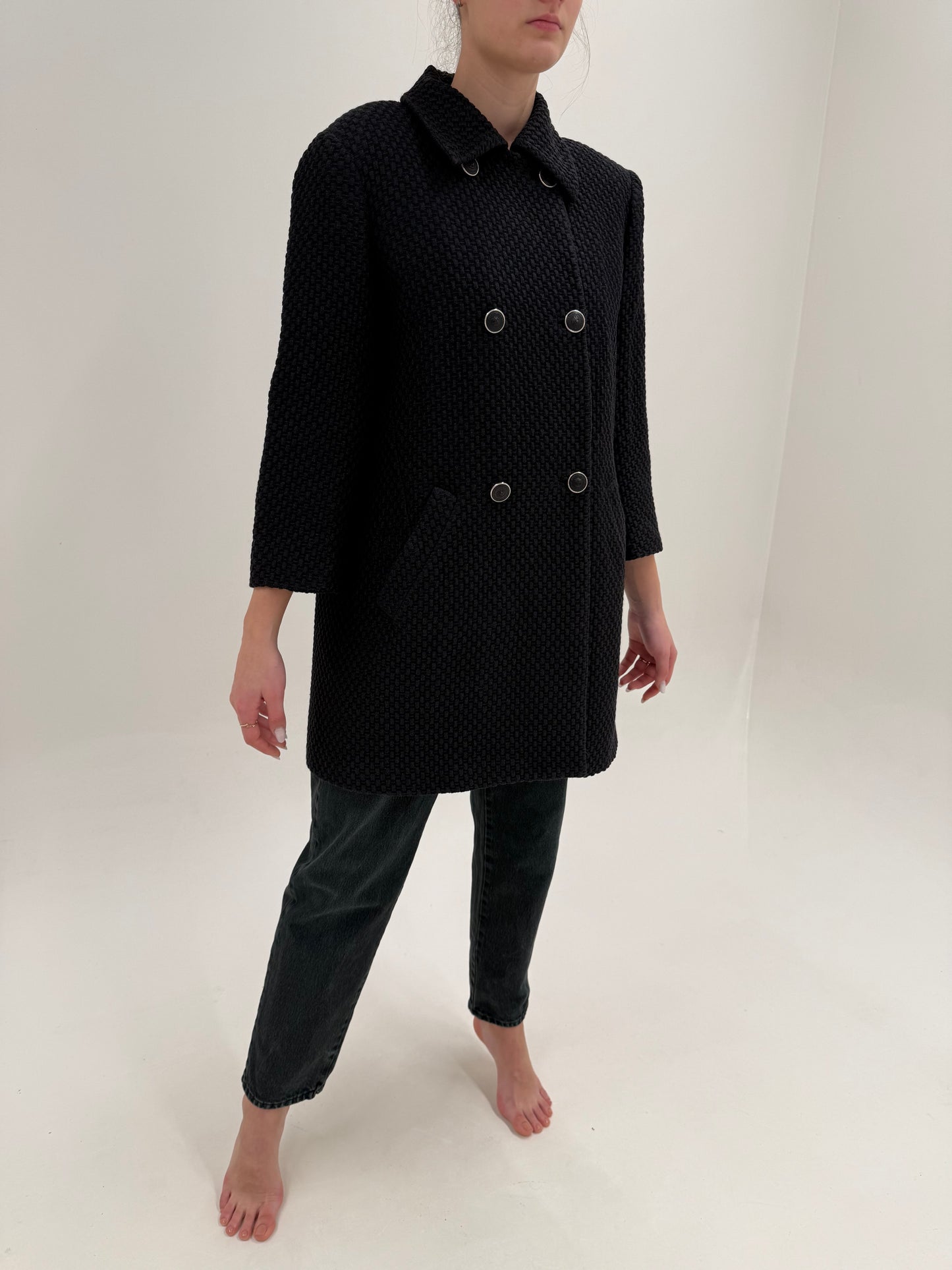 Pardesiu vintage Versace anii 90 de primăvară din lana extrafina și bumbac