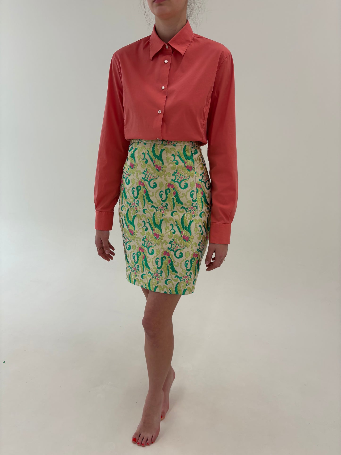 Fustă Prada bijuterie din jacquard cu mătase naturală