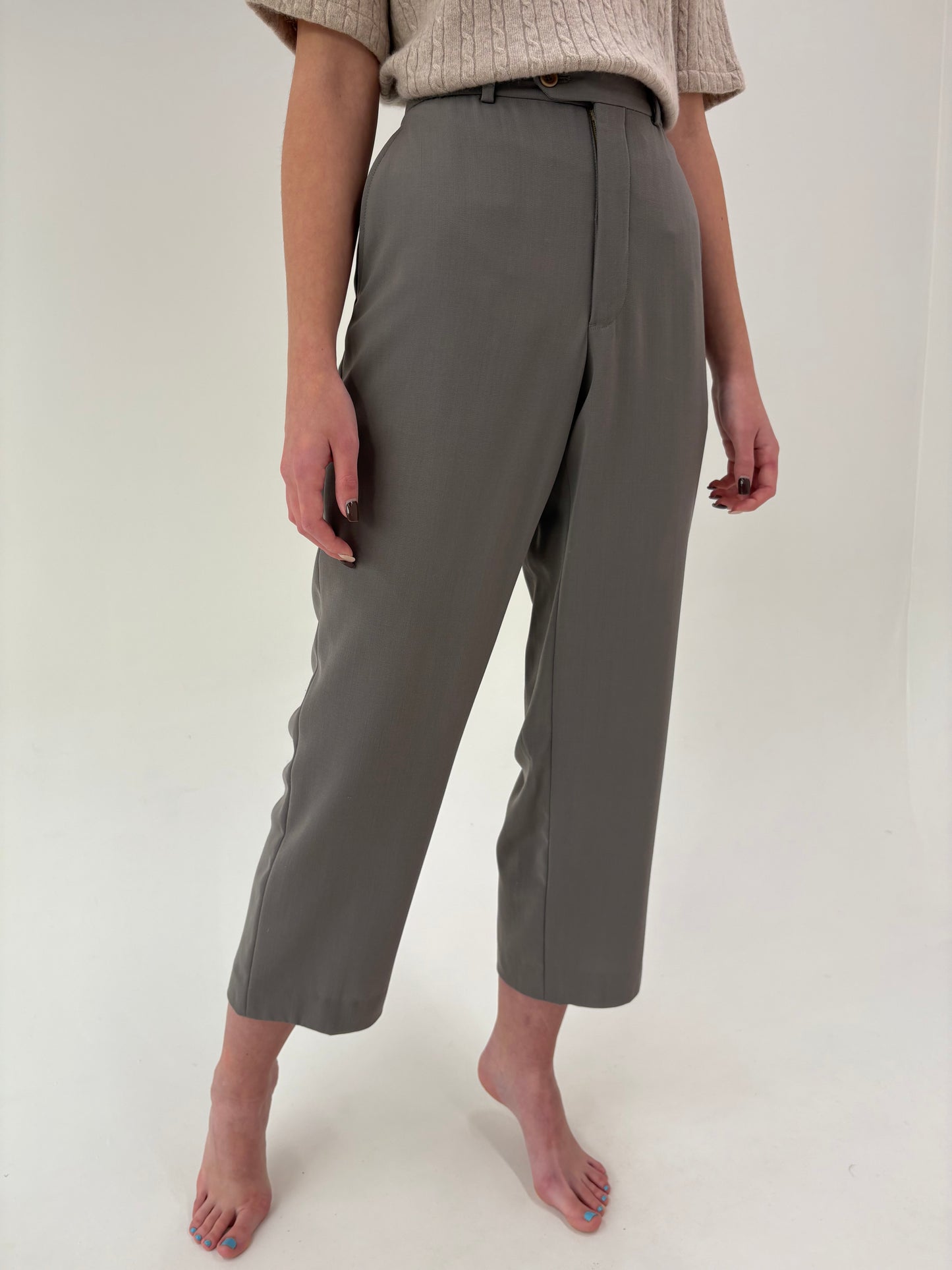 Pantaloni luxury Armani Sage green din lana extrafina