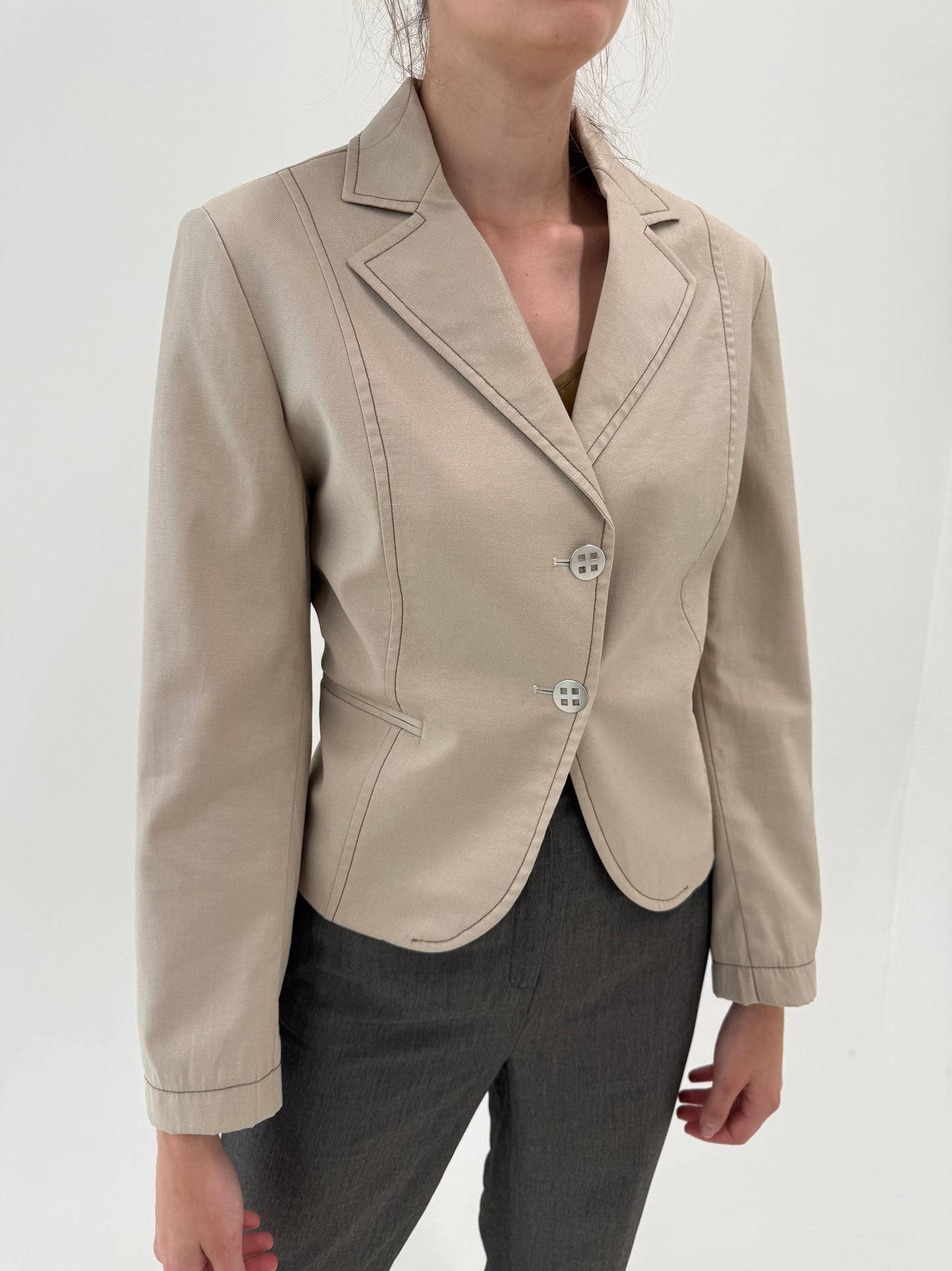 Sacou sand nude de vară din twill de bumbac ultra confort cu efect ușor perlat