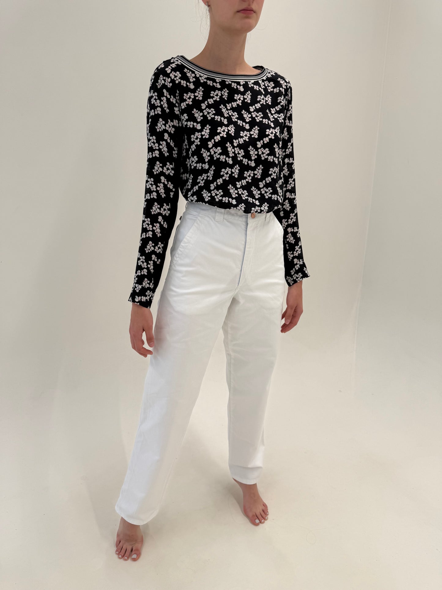Jeans tall Valentino de vară din de bumbac cu talie extrem de înaltă