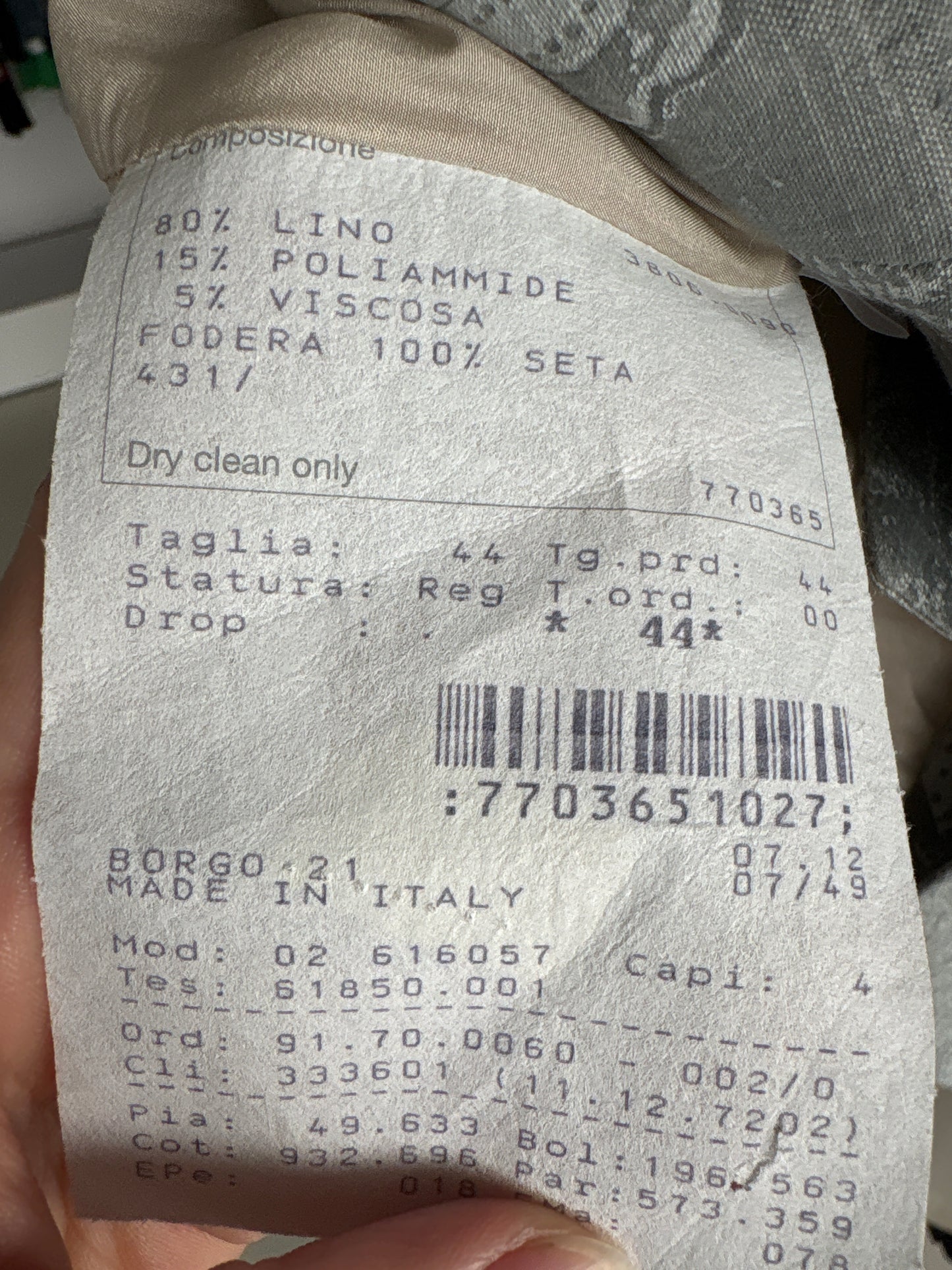 Sacou ultra luxury Armani cambrat din mix de în cu interior din mătase naturală