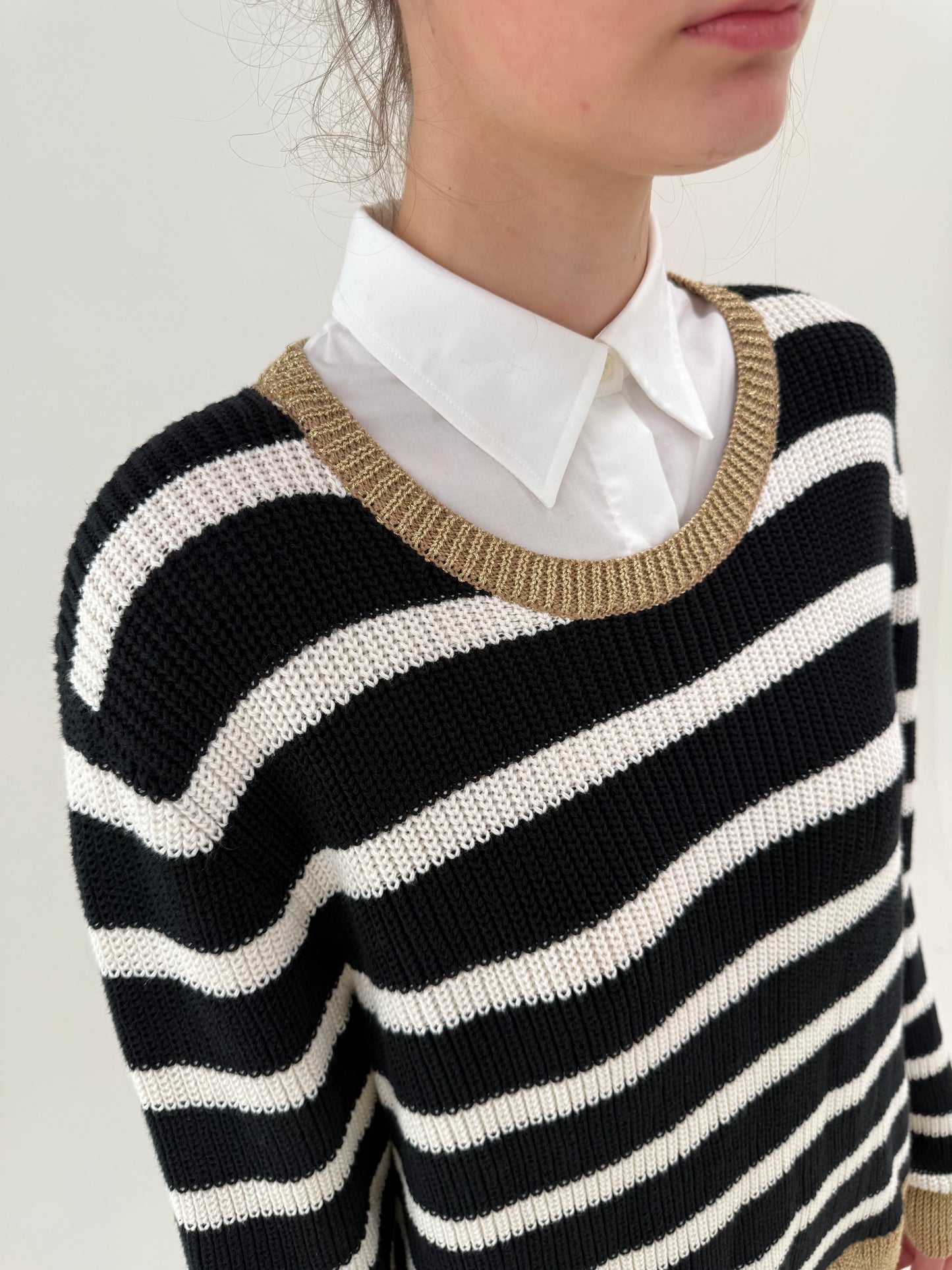 Soft knit Ralph Lauren în dungi și detalii din poplin