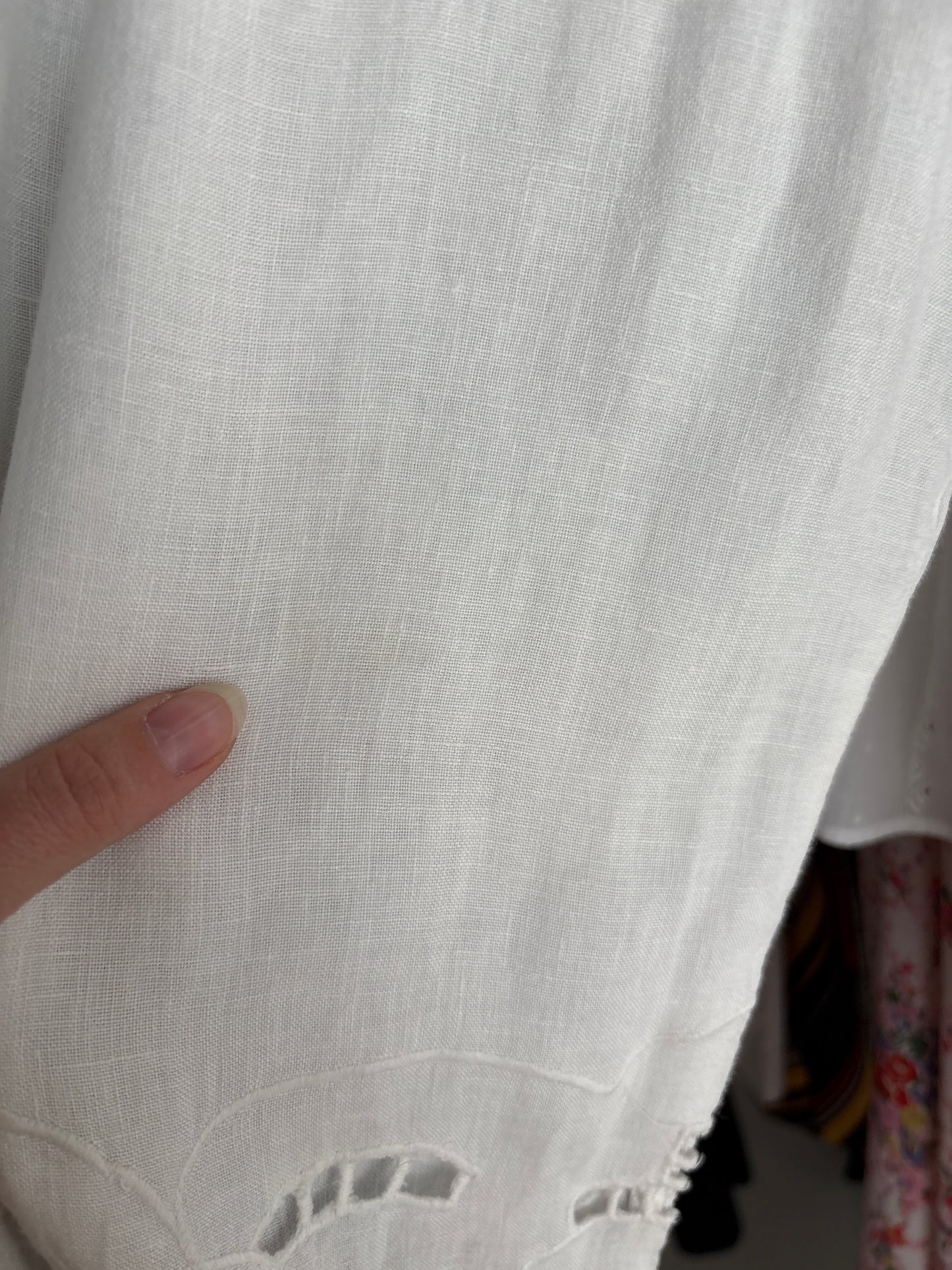 Pantaloni de brand luxury italian din in Antica Sartoria Italiana cu broderie anglaise