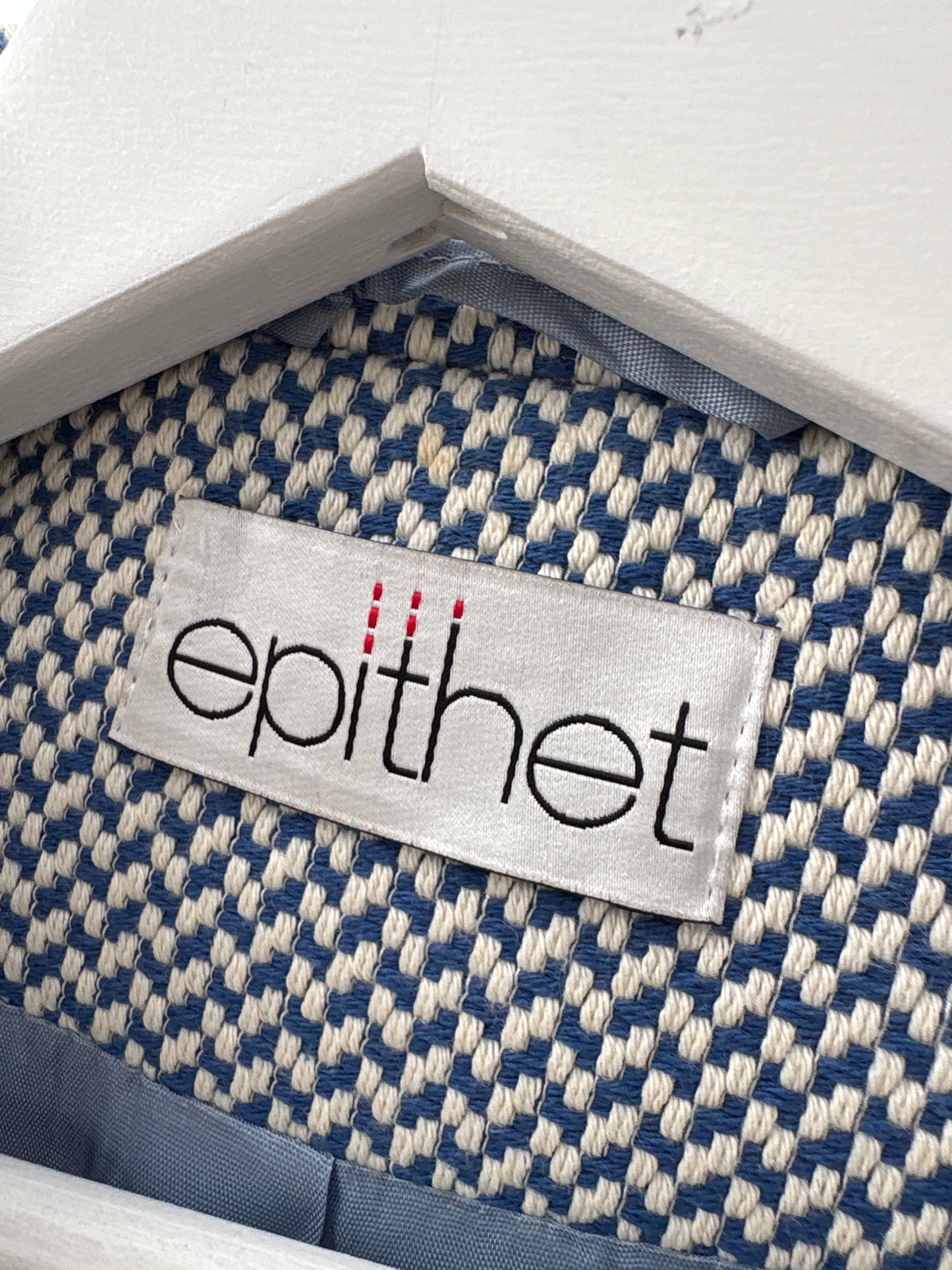 Sacou ultra feminin din pânză în stil Prada ivoire cu Navy
