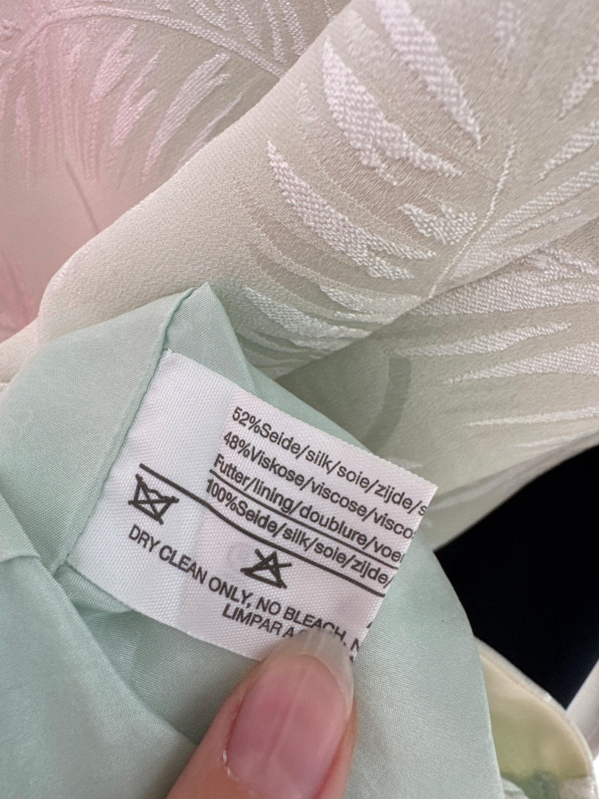 Fustă Louis Feraud vintage luxury din jacquard 50% mătase naturală mint green