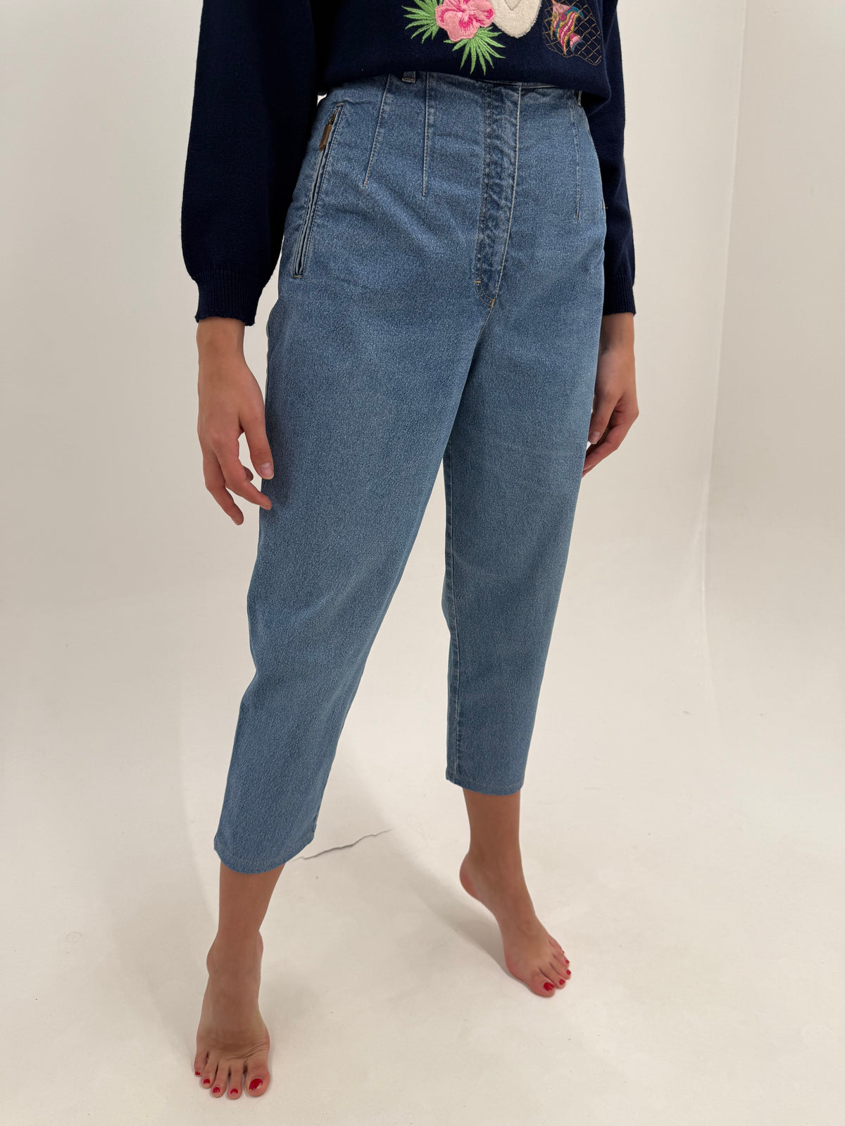 Jeans vintage premium italienești mom fit petite modelatori classic wash