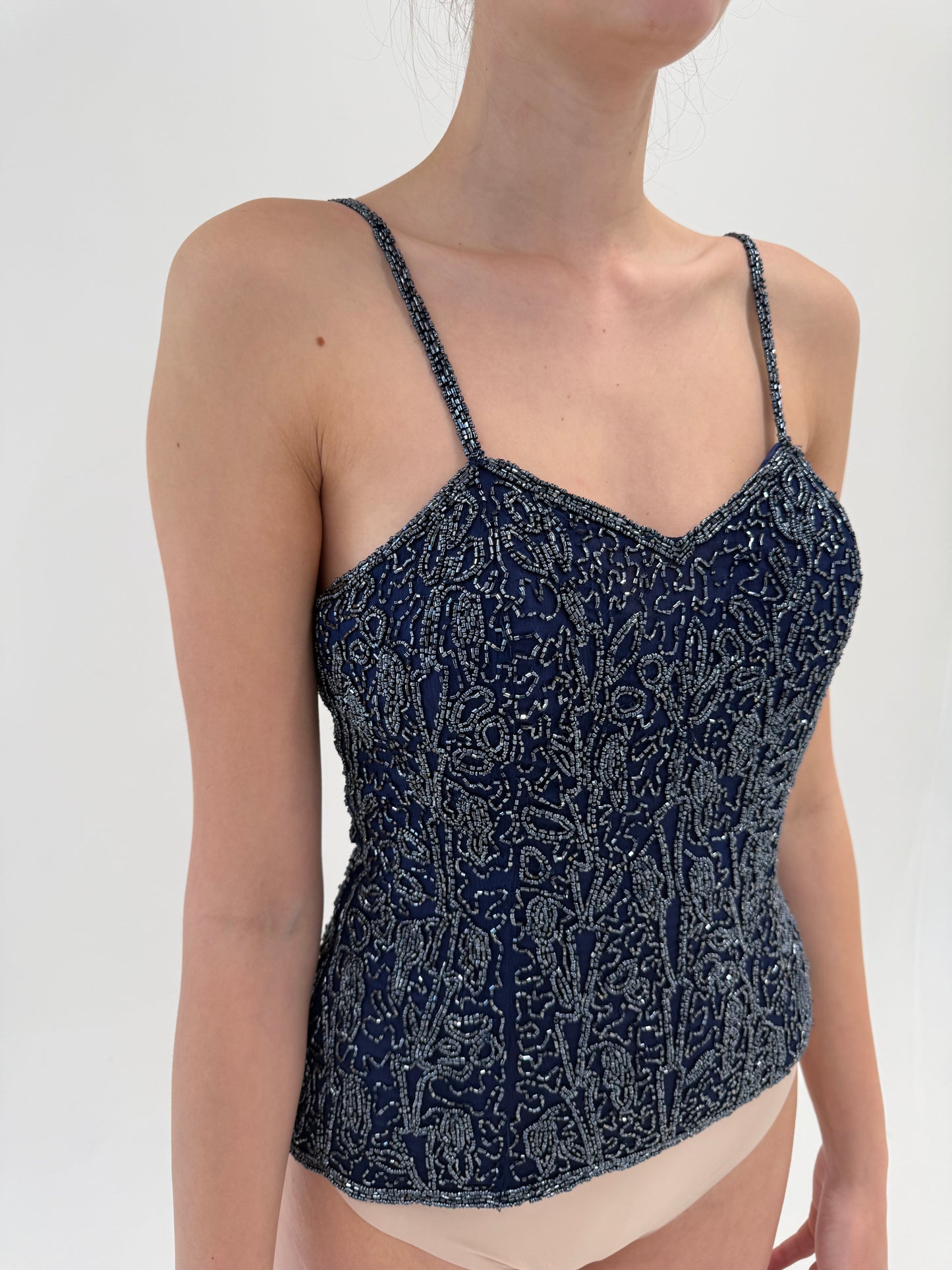 Corset integral cu aplicații manuale midnight blue