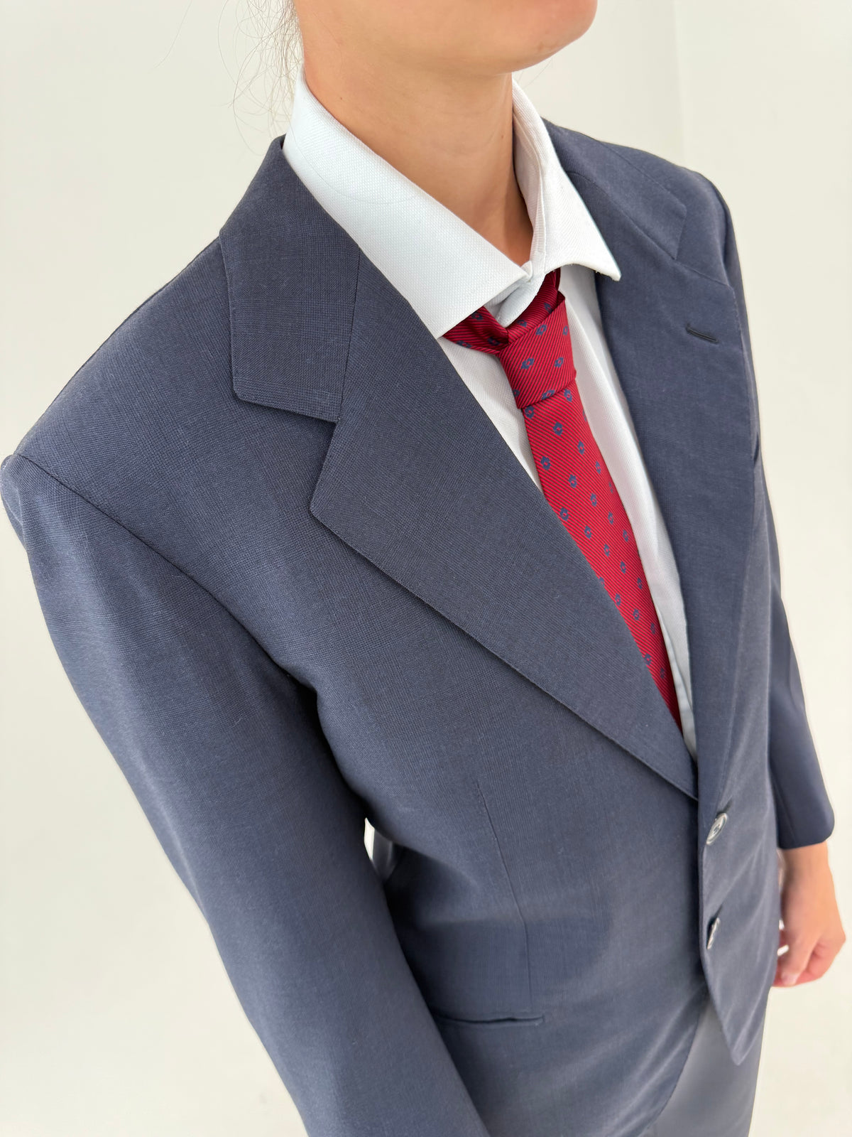 Sacou Loro Piana din lana subțire extrafina tasmaniana Navy blue petite