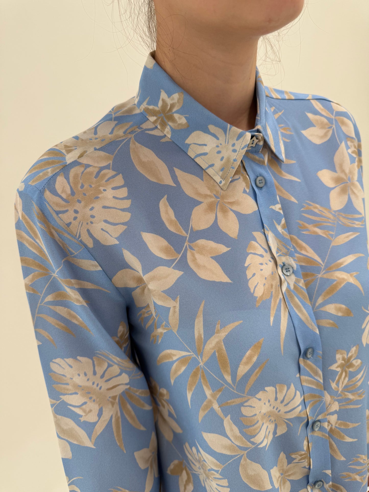 Cămașa nouă Marella by Max Mara baby blue din mătase naturală