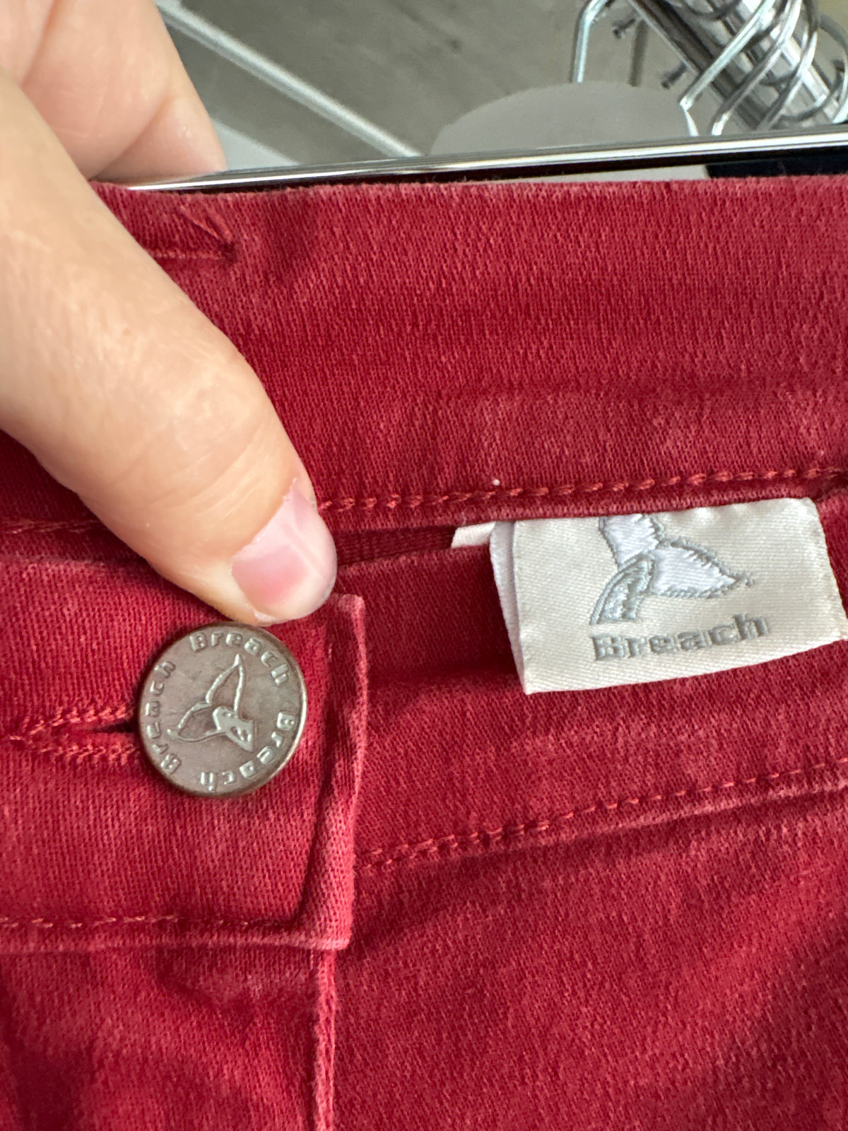 Jeans ultra confort whine red cu talie înaltă