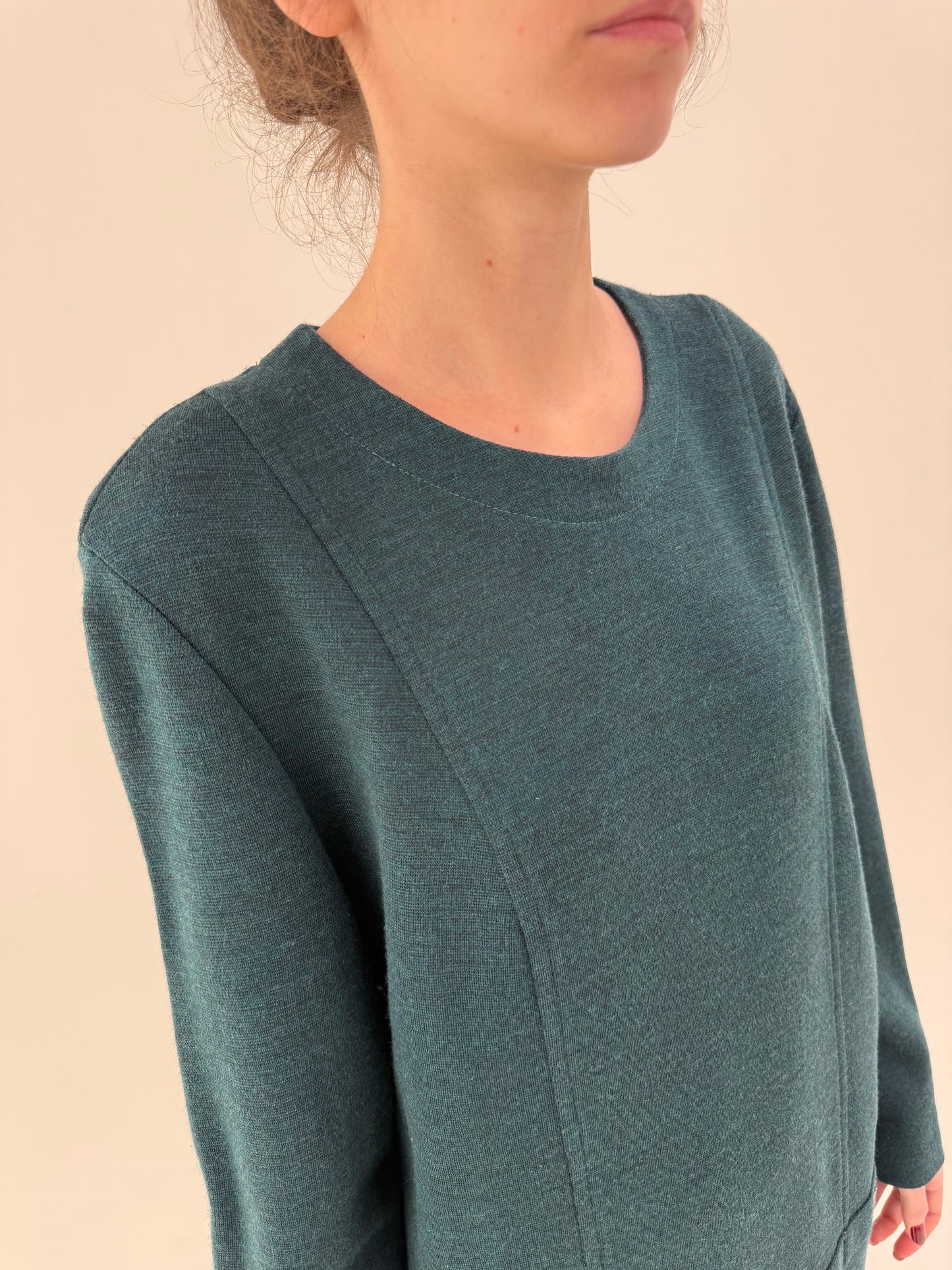 Rochie midi din tricot extrafin gros și dens de lana extragina forest green