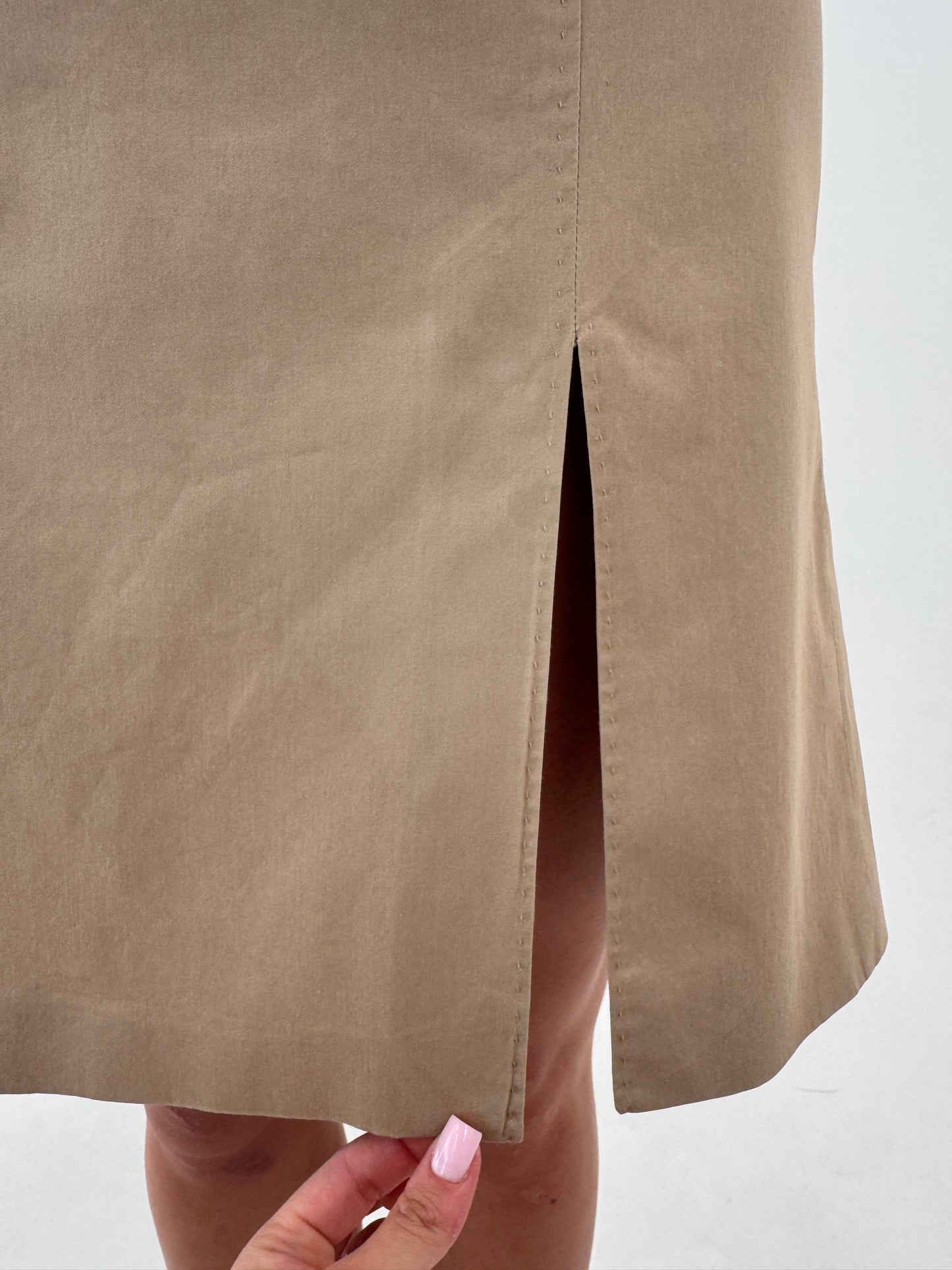 Fustă ultra luxury Armani camel din gabardină de bumbac ultra confort