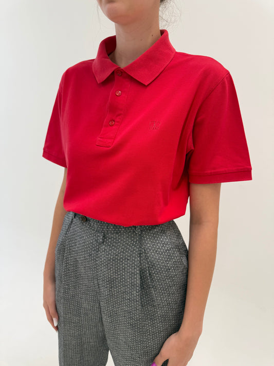 Top Valentino polo Cherry red din bumbac excepțional cu influențe casual