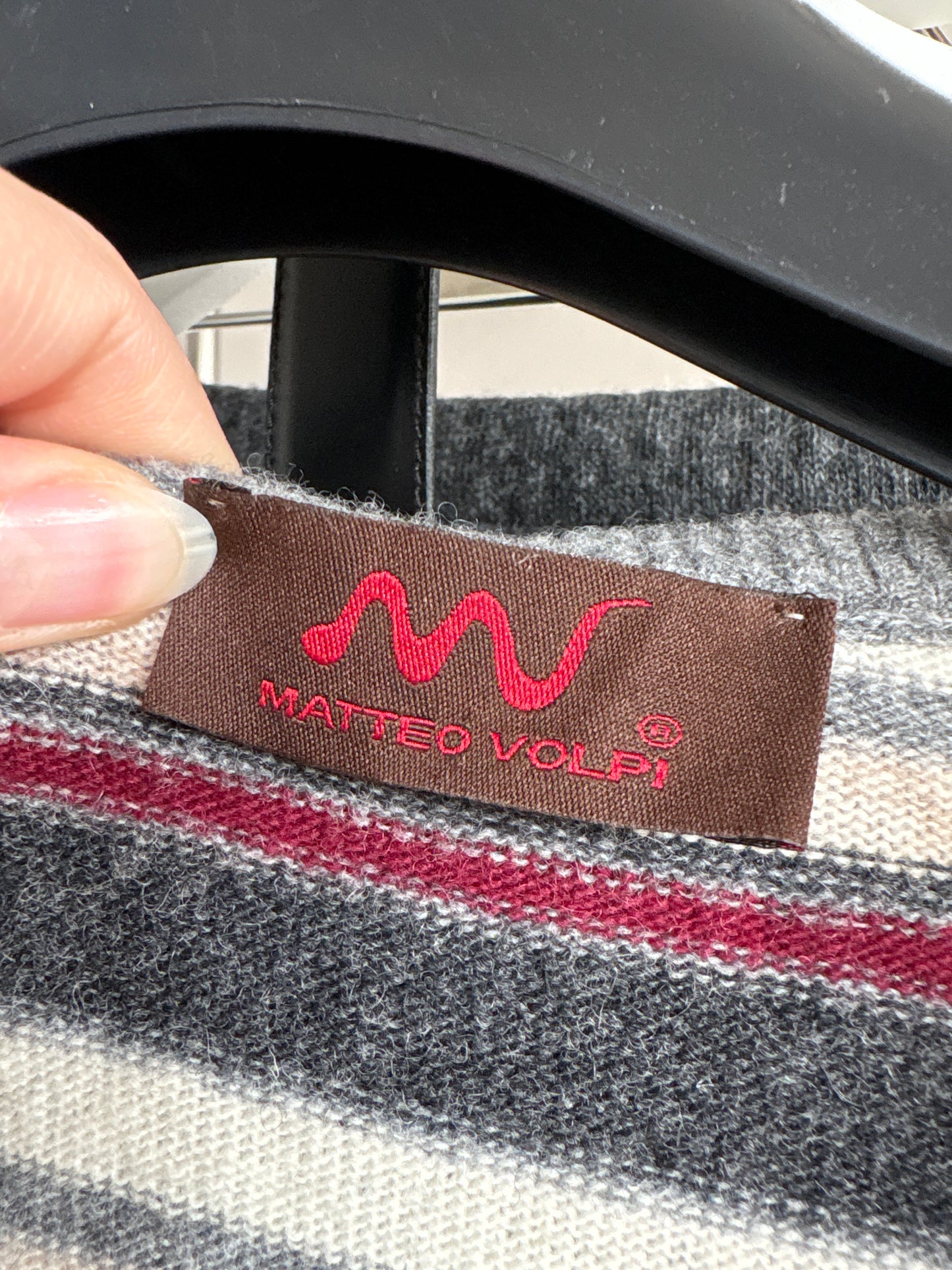 Pulover în anchior 80% Lana is extrafina cu dungi burgundy