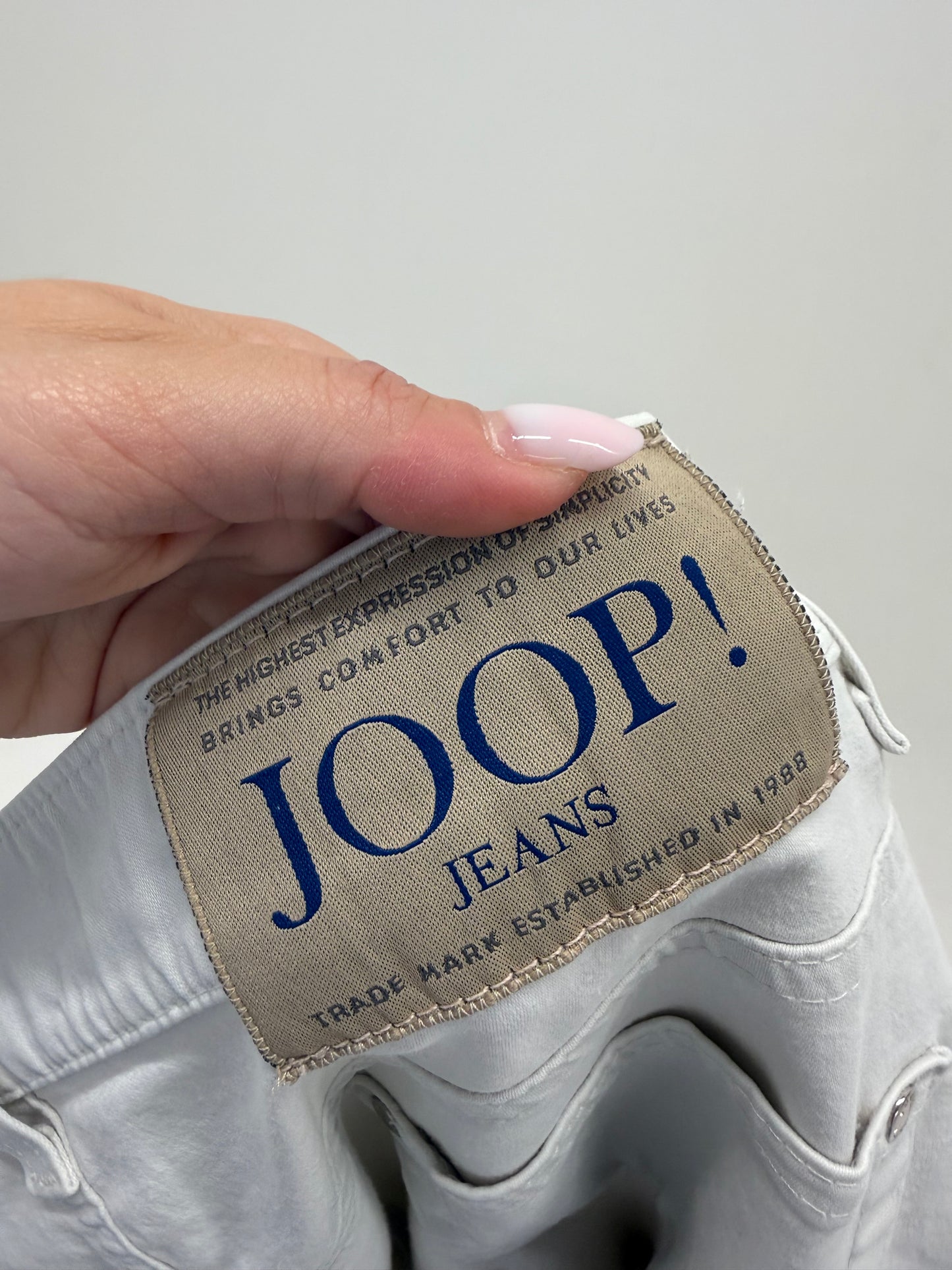 Pantaloni off white Joop de vară din bumbac ultra confort straight leg