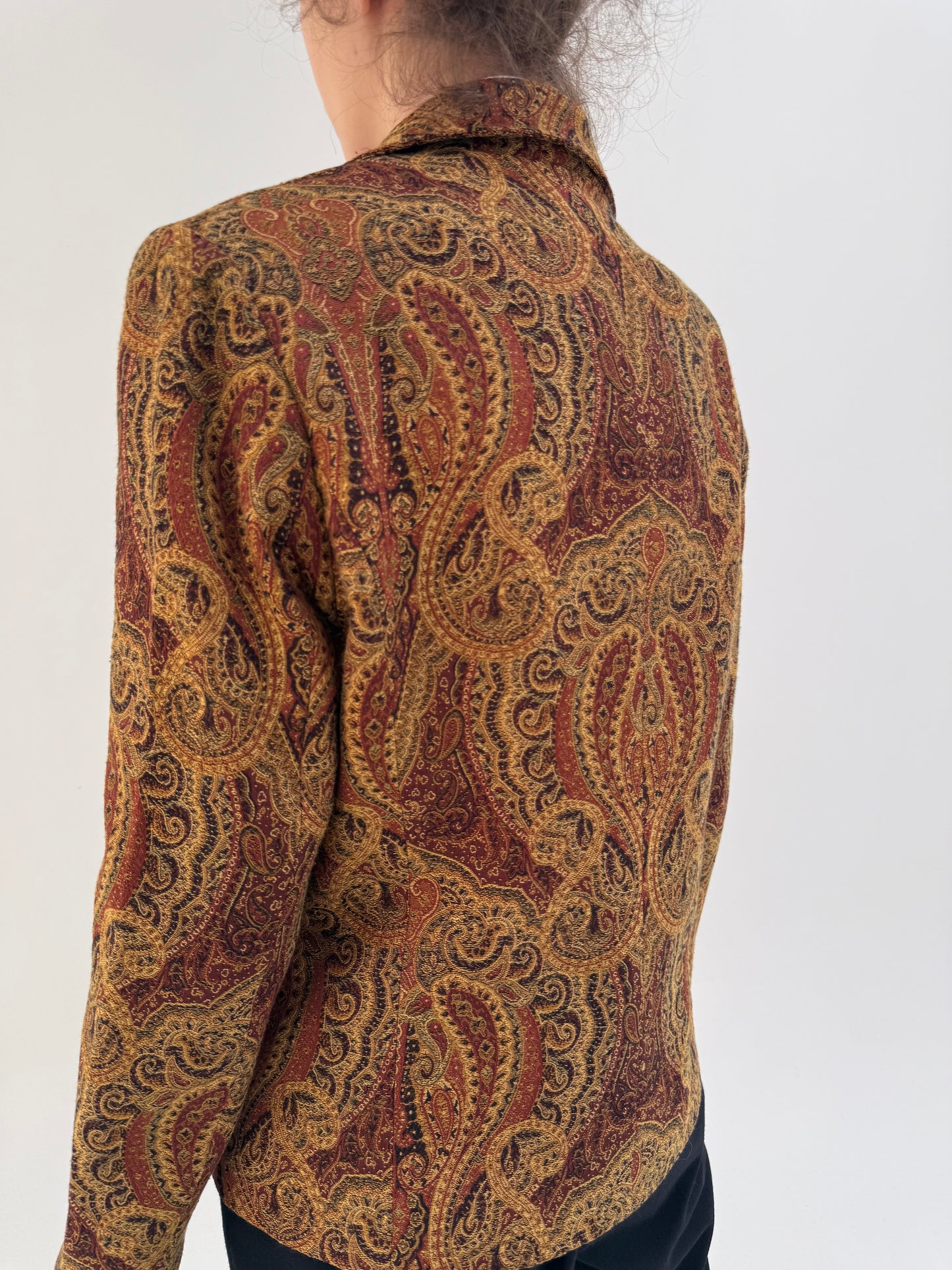 Sacou cambrat italian din brocart excepțional de lana cu print paisley