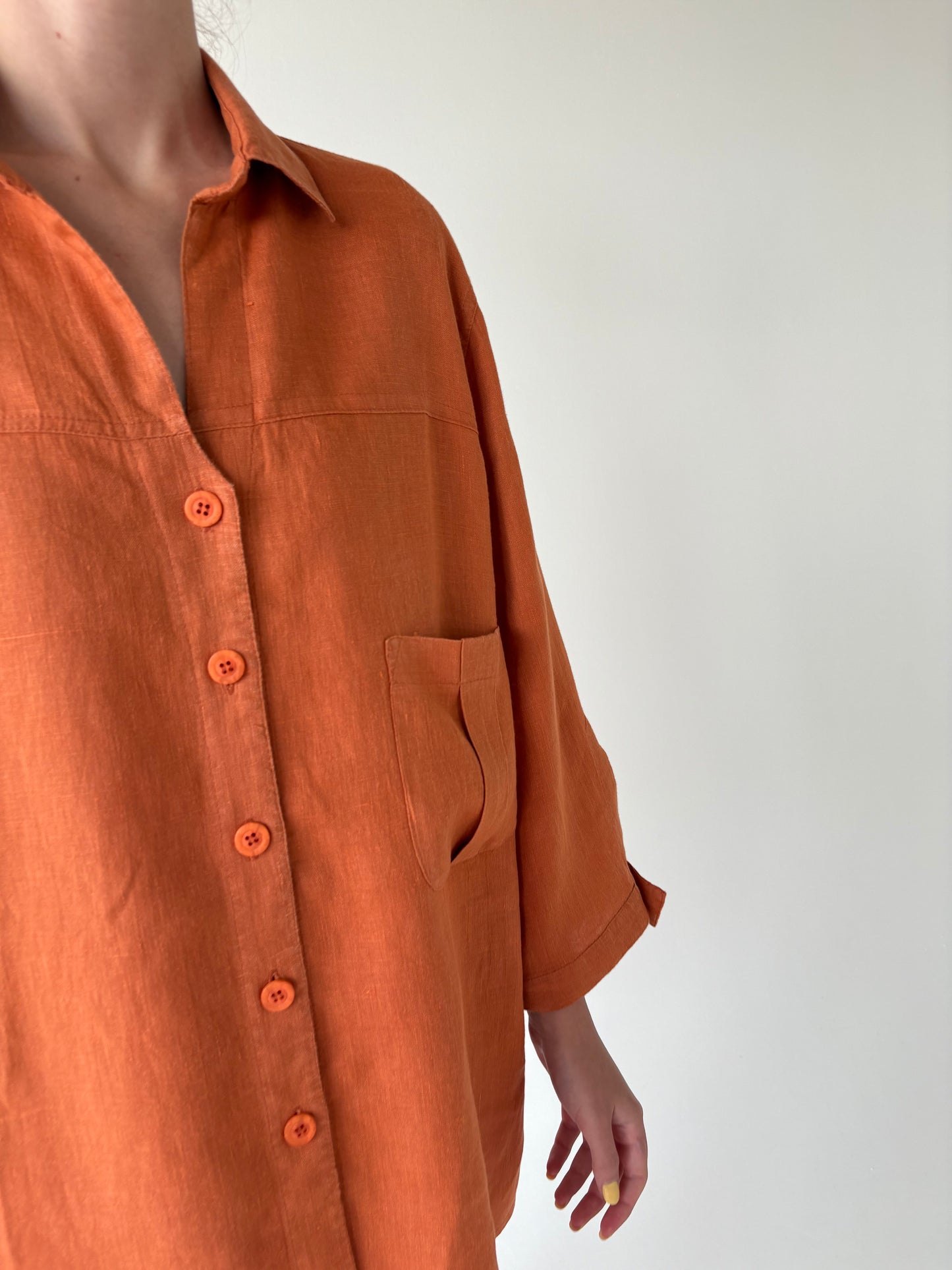 Cămașa din in premium jasper orange