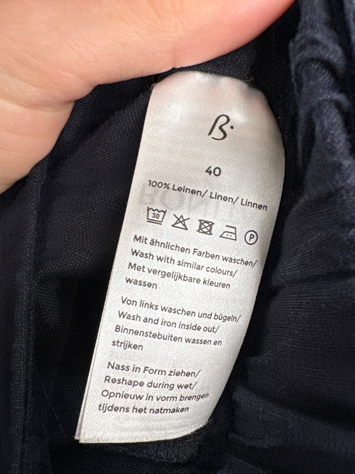 Fustă Navy din in premium în croi minimalist reglabilă cu cordon