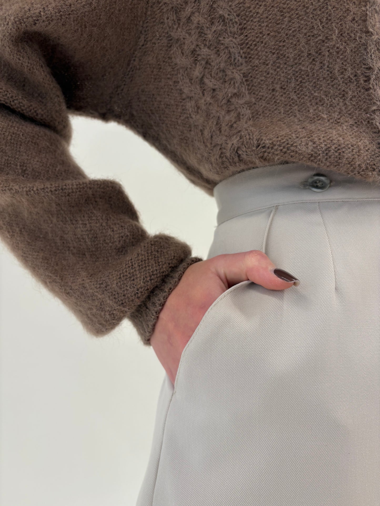 Fustă high end italiană silver gray cu buzunare de la zi la seară