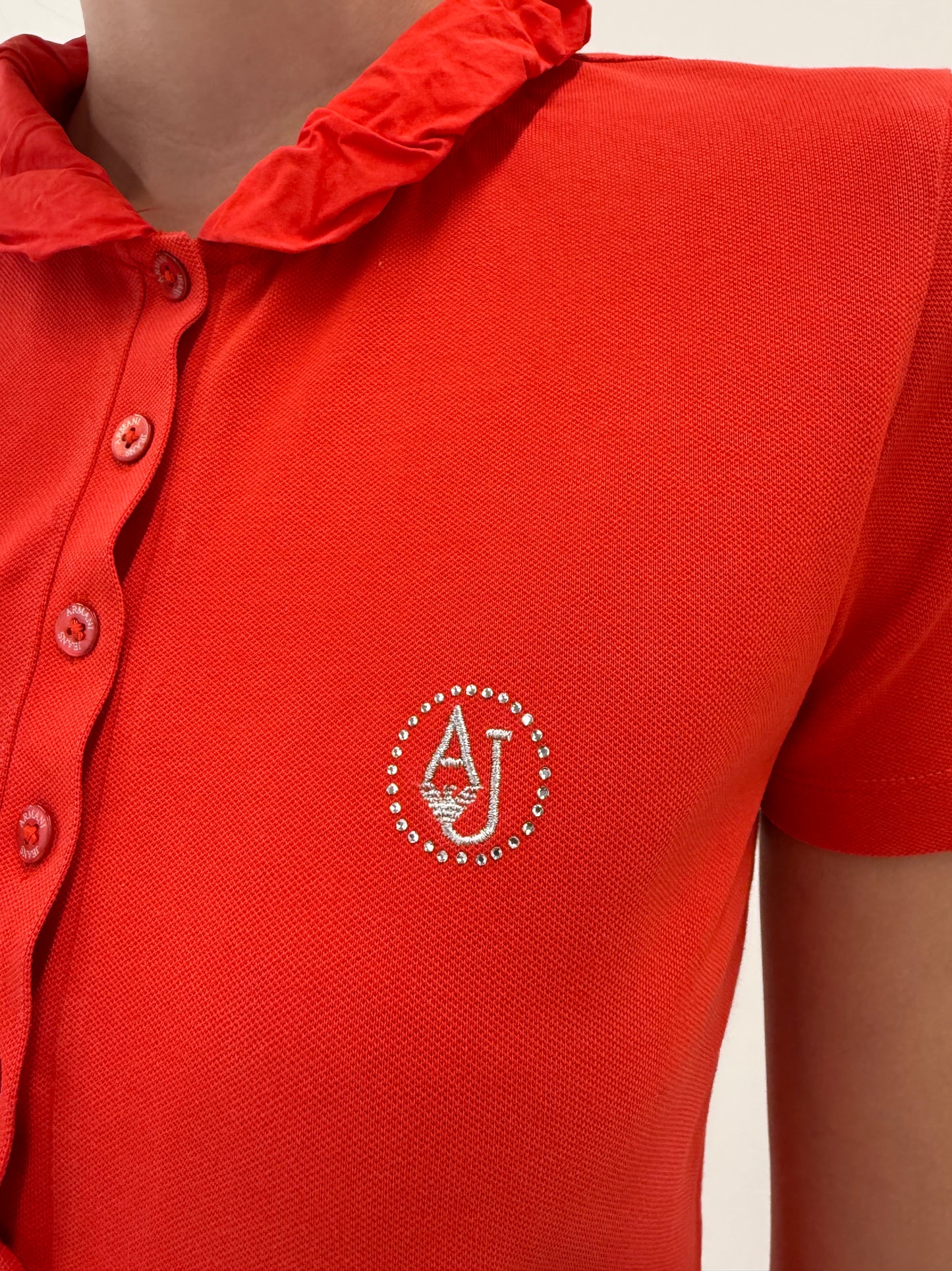 Top polo Armani cherry red din bumbac premium