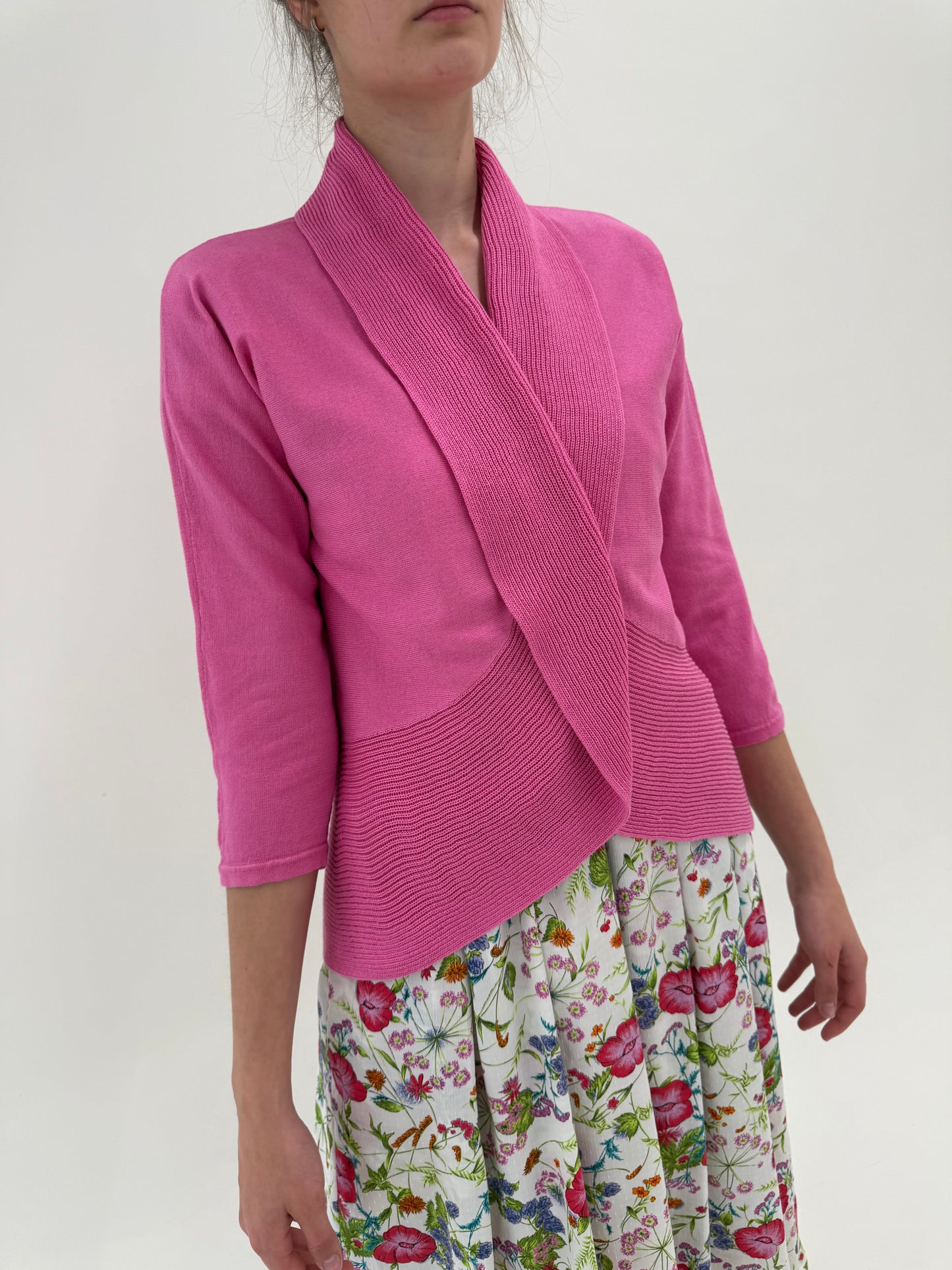Cardigan Ralph Lauren Barbie Pink din bumbac în croi feminin și mânecă 3/4