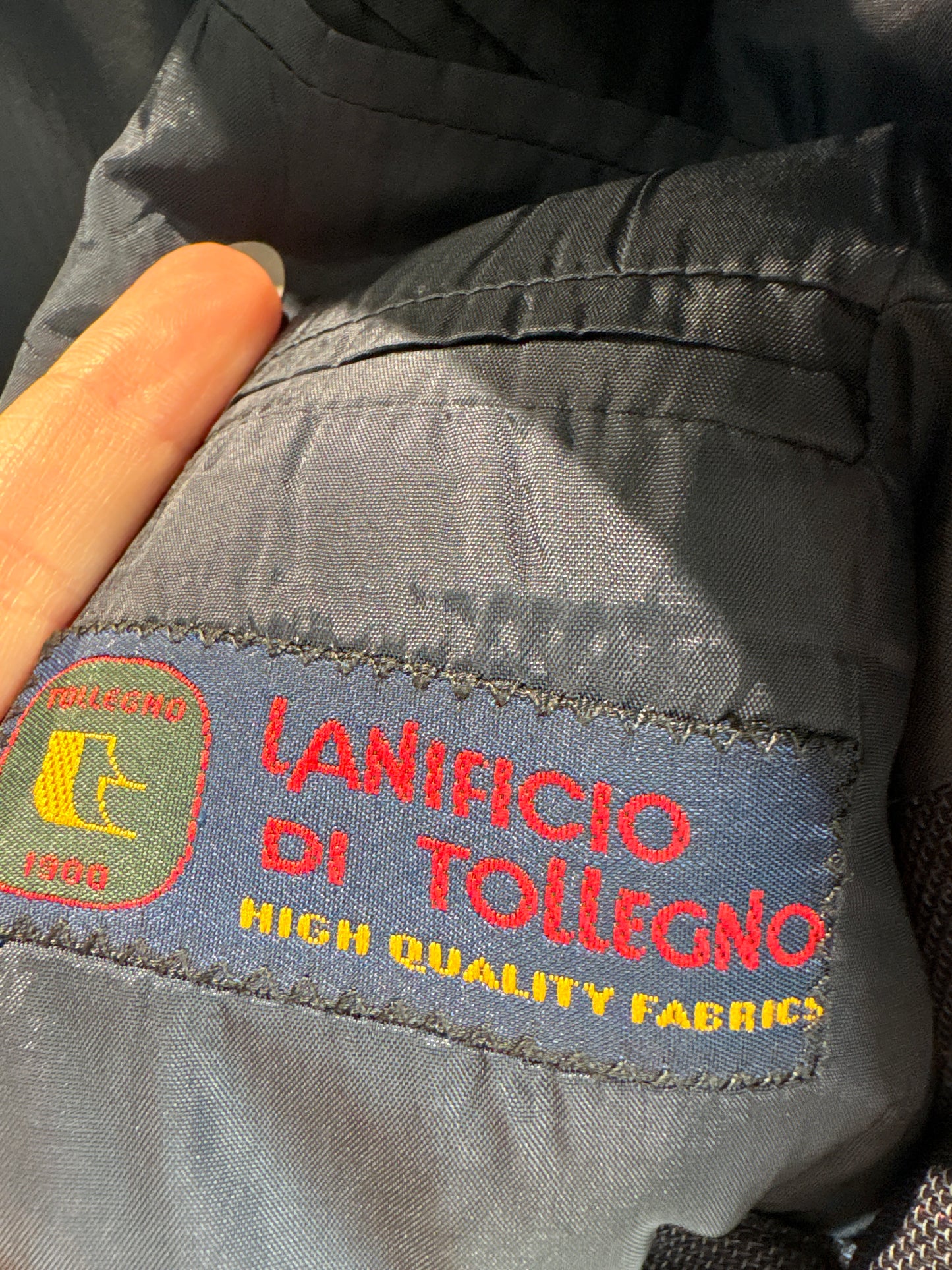 Sacou italian din lana extrafina jeans blue în carouri fine