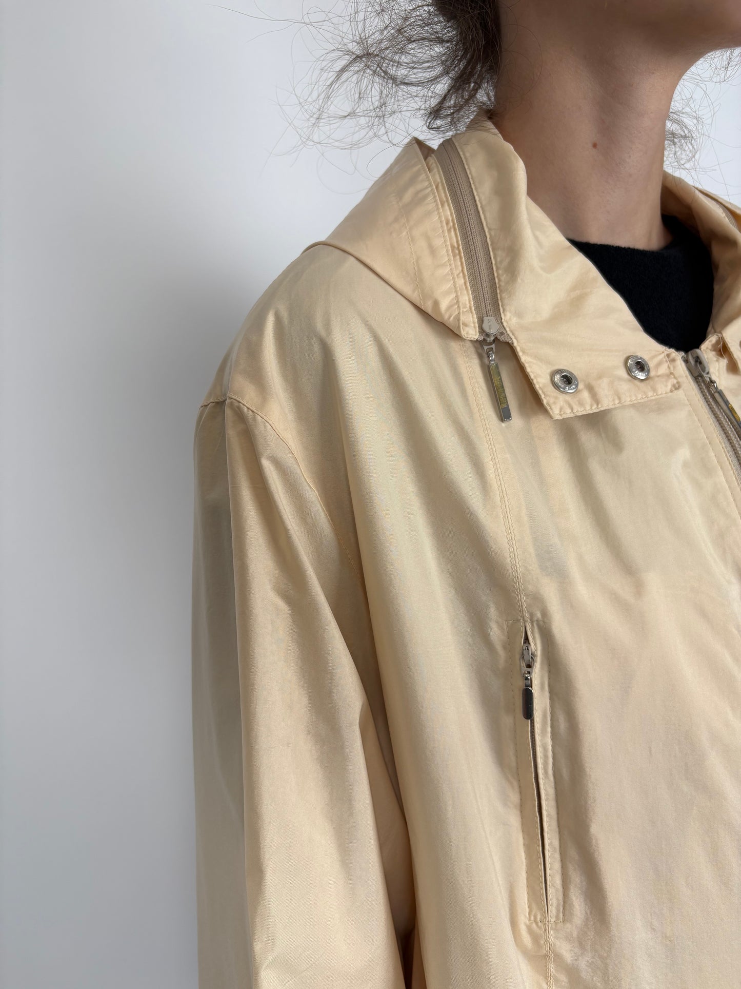 Trench premium de vară impermeabil cu glugă detașabilă light nude