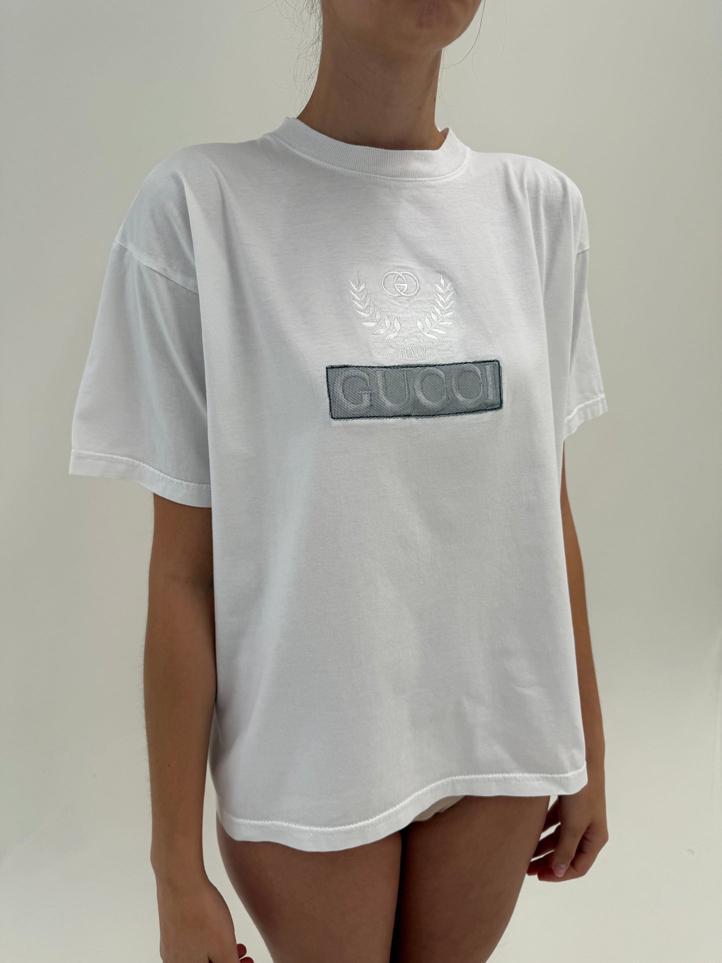 Tricou Gucci vintage de colecție anii 80 cu logoul brodat în croi lejer