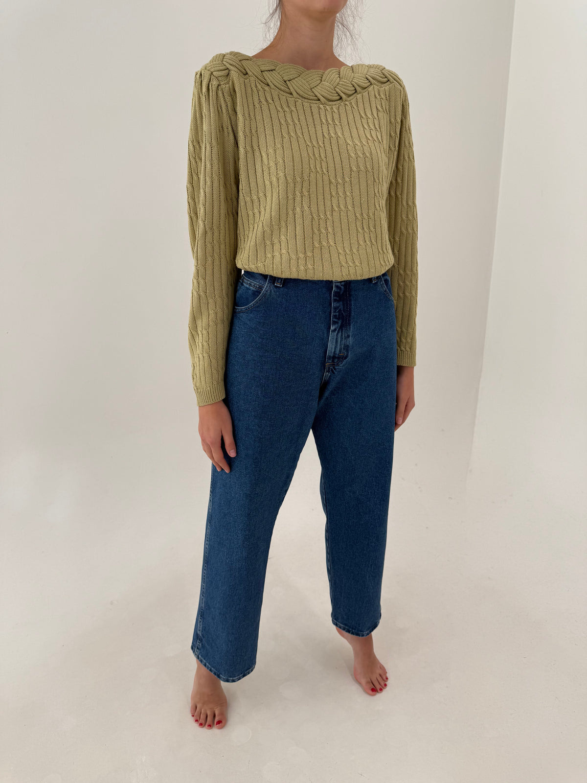 Jeans vintage indigo wash plus size straight leg din bumbac gros