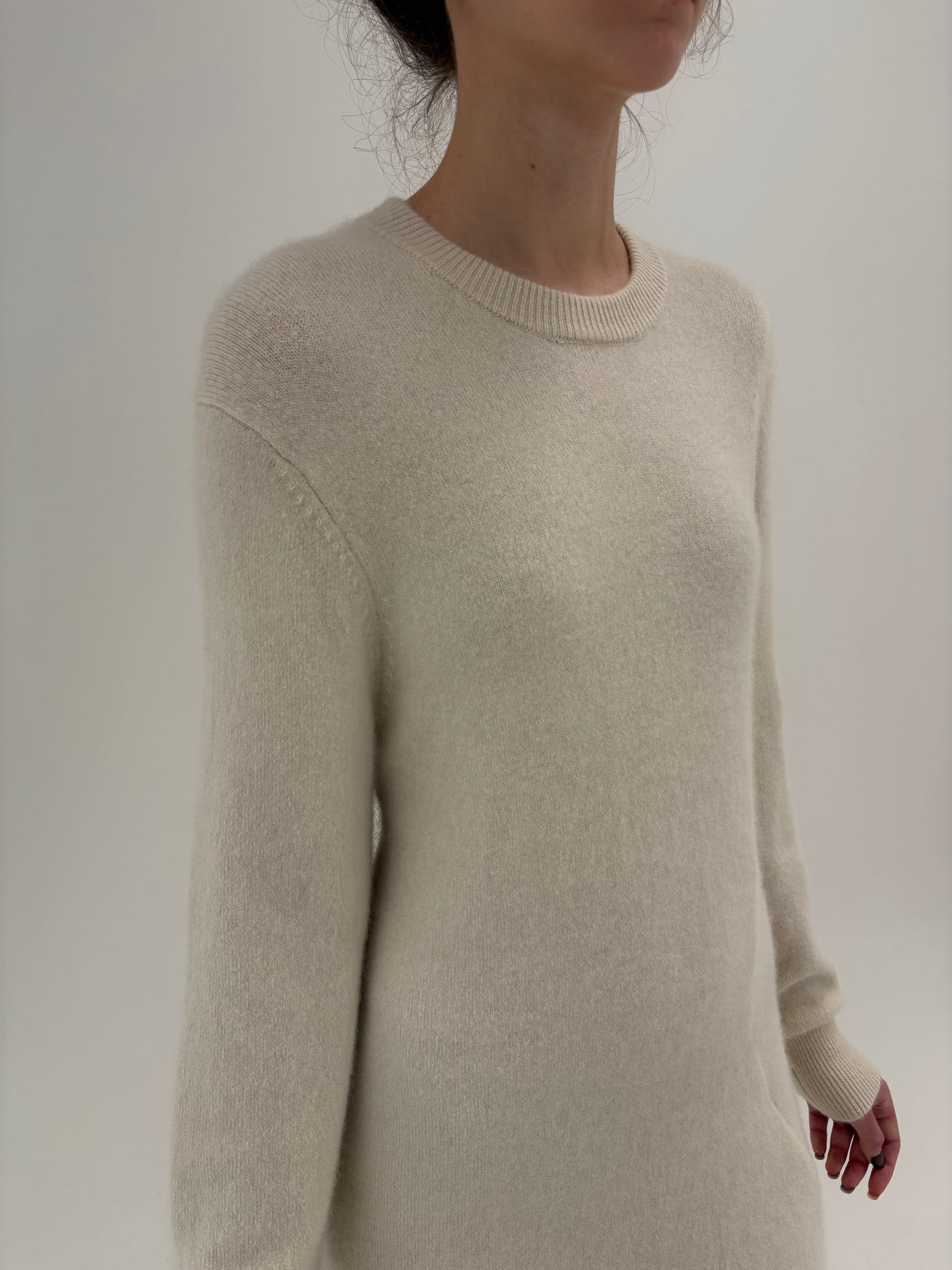 Rochie maxi din cașmir gros multiply off white