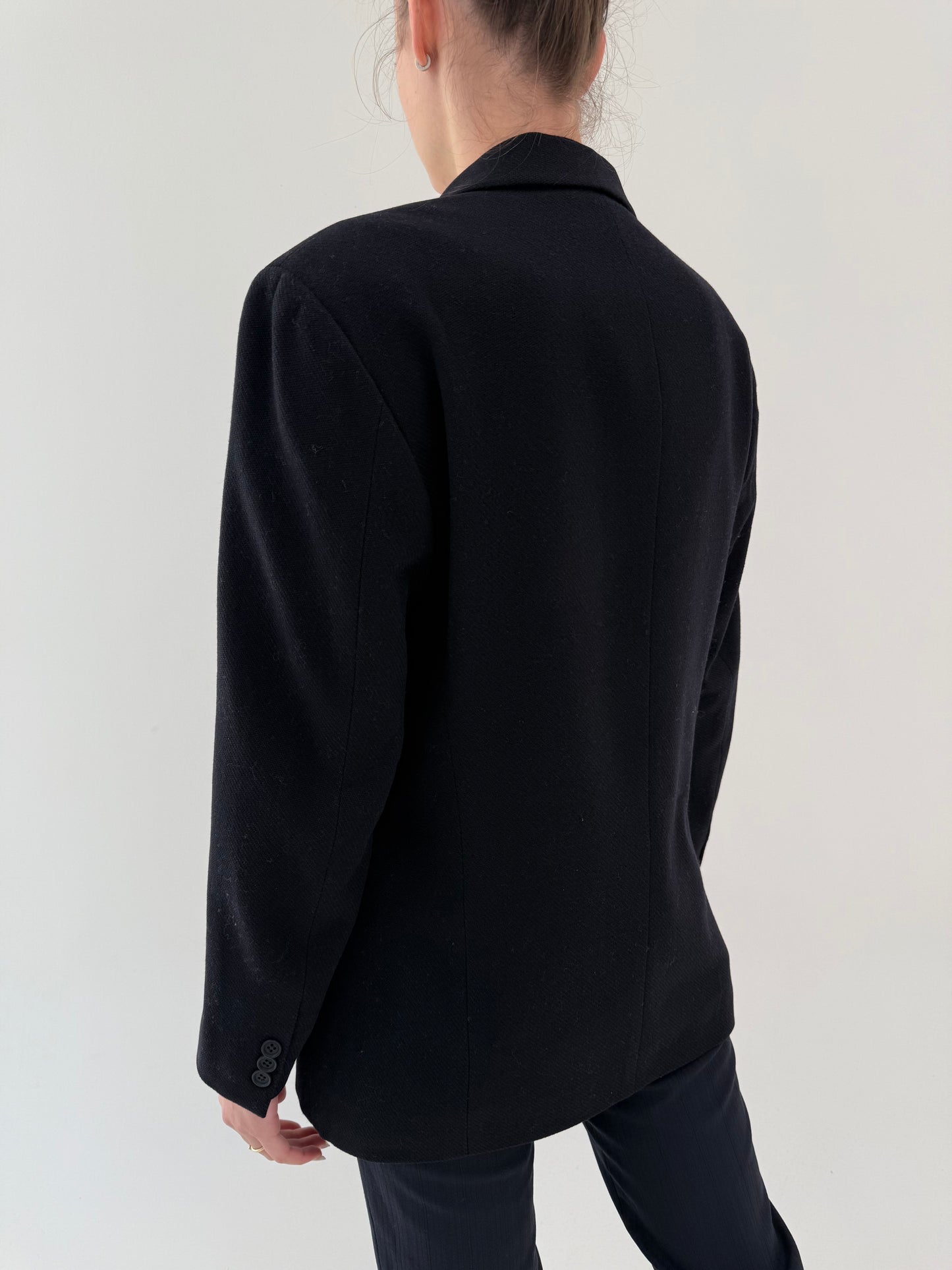 Sacou Armani în croi actual tall din lanita extrafina Navy blue