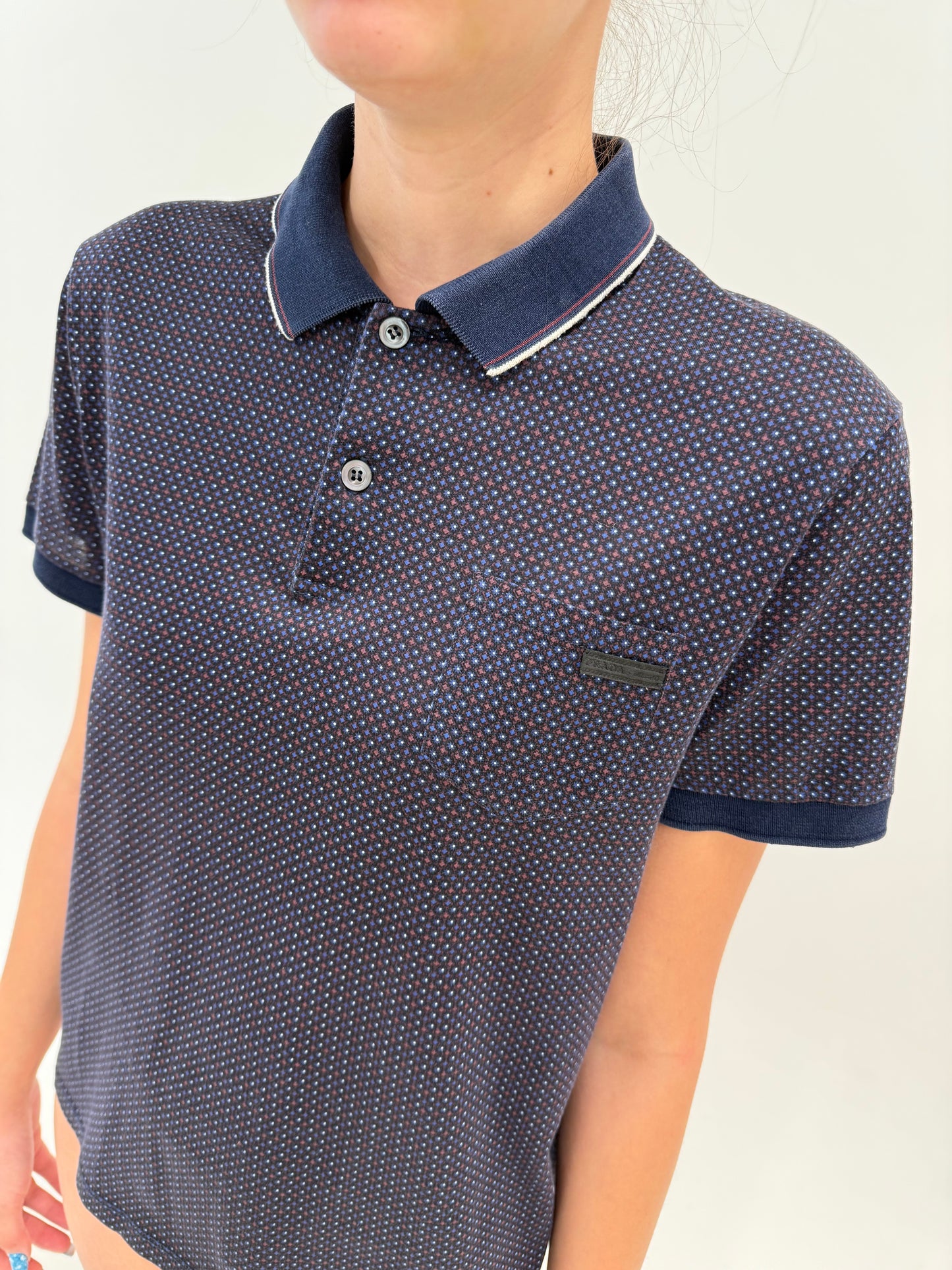 Top Prada polo în nuanțe de albastru