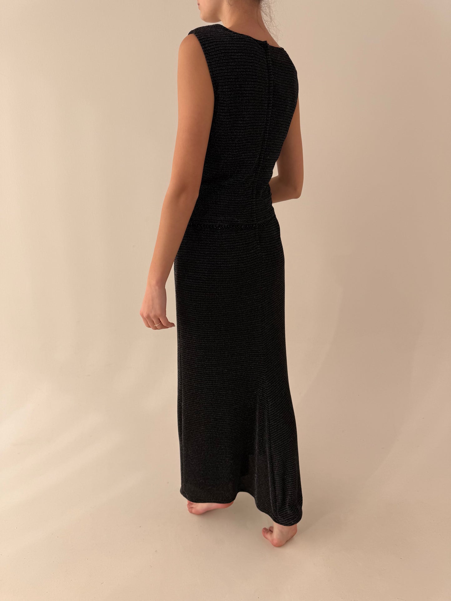 LBD maxi ultra confort cu inserții extrafine de lurex cu talie marcată